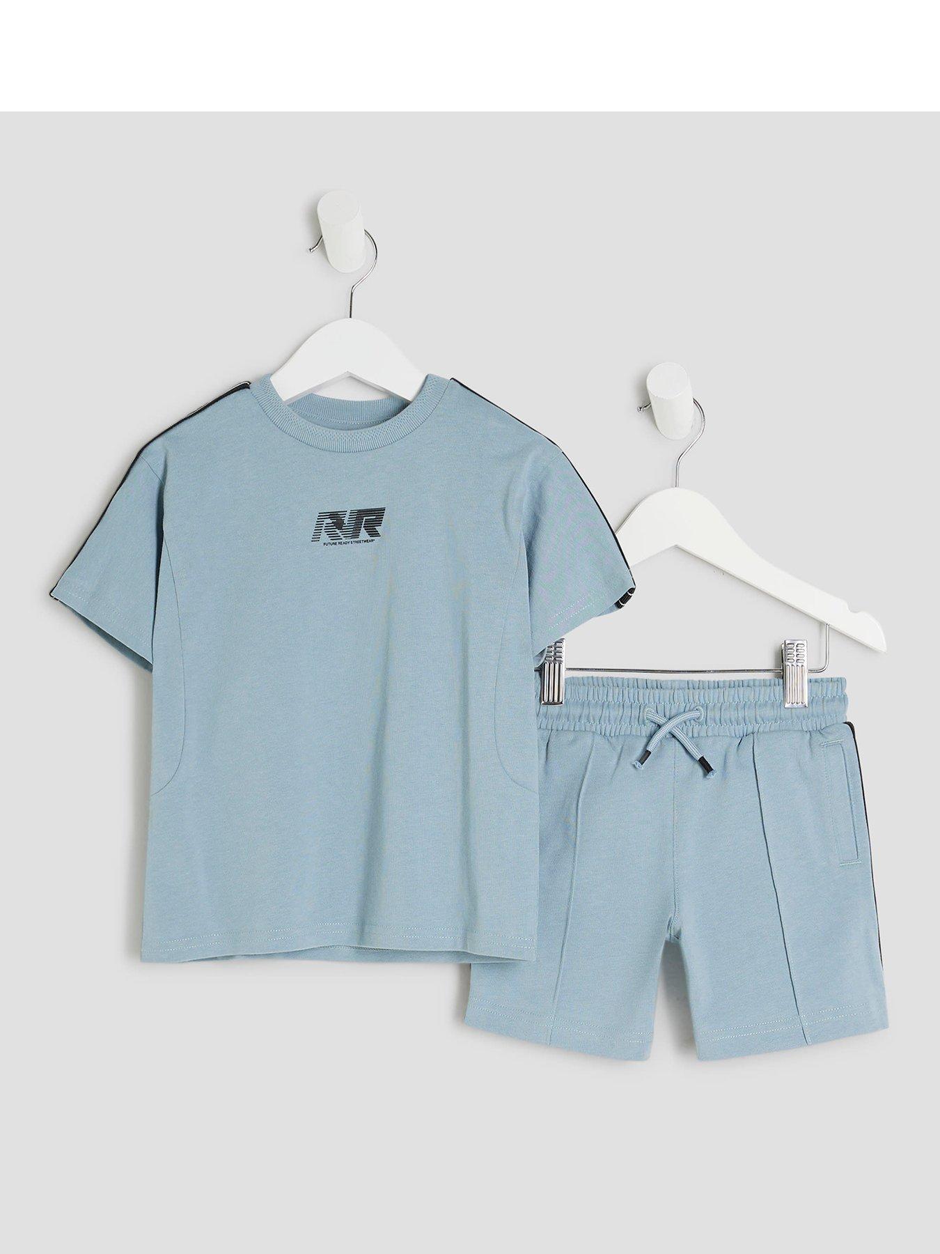 undefined Boys RR Tapered T-Shirt Set - Blue