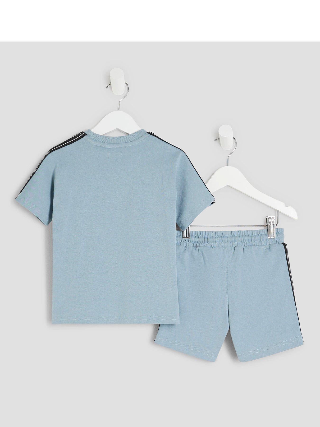 Image 3 of 5 of River Island Mini Boys RR Tapered T-Shirt Set - Blue