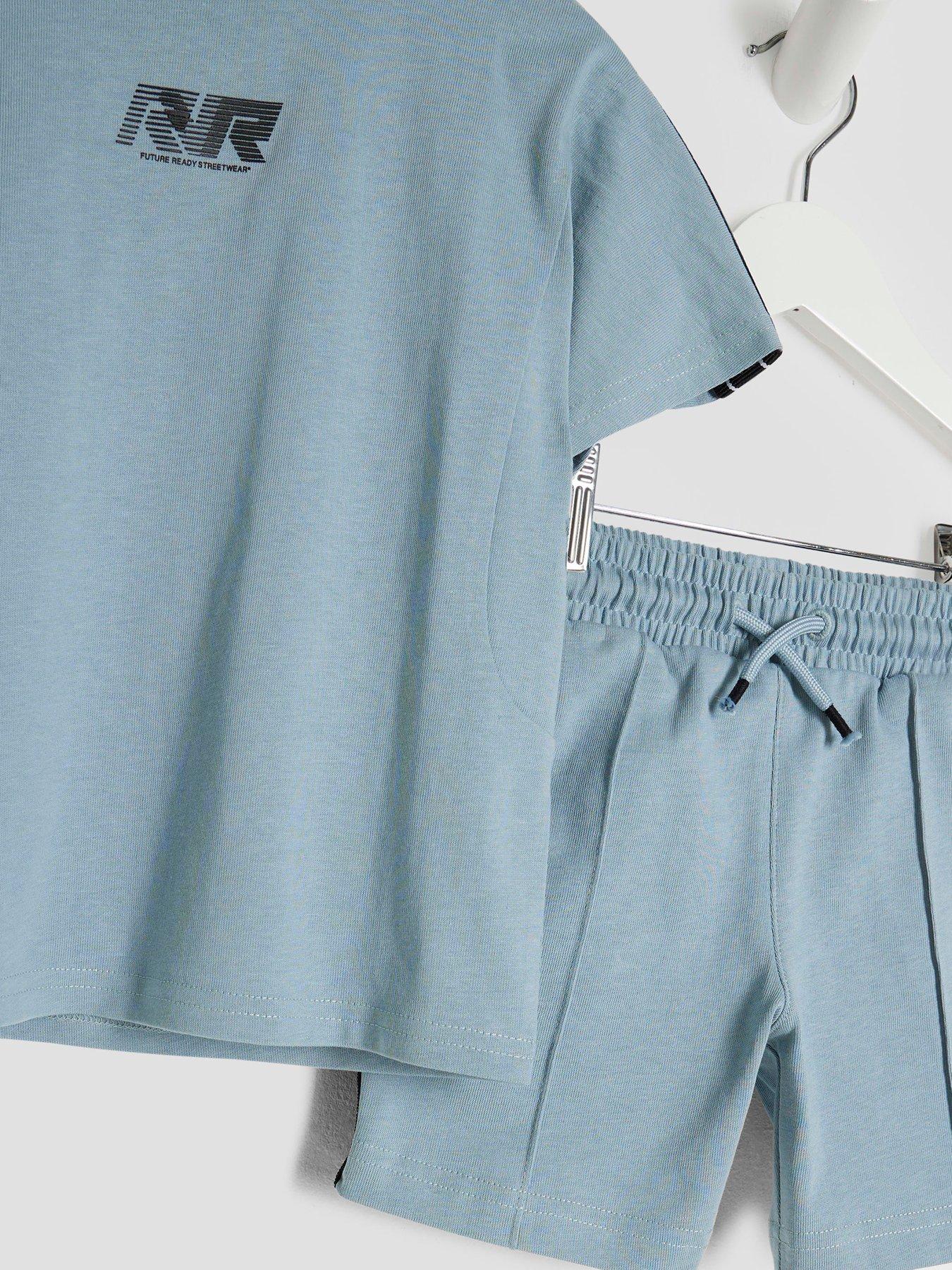 Image 5 of 5 of River Island Mini Boys RR Tapered T-Shirt Set - Blue