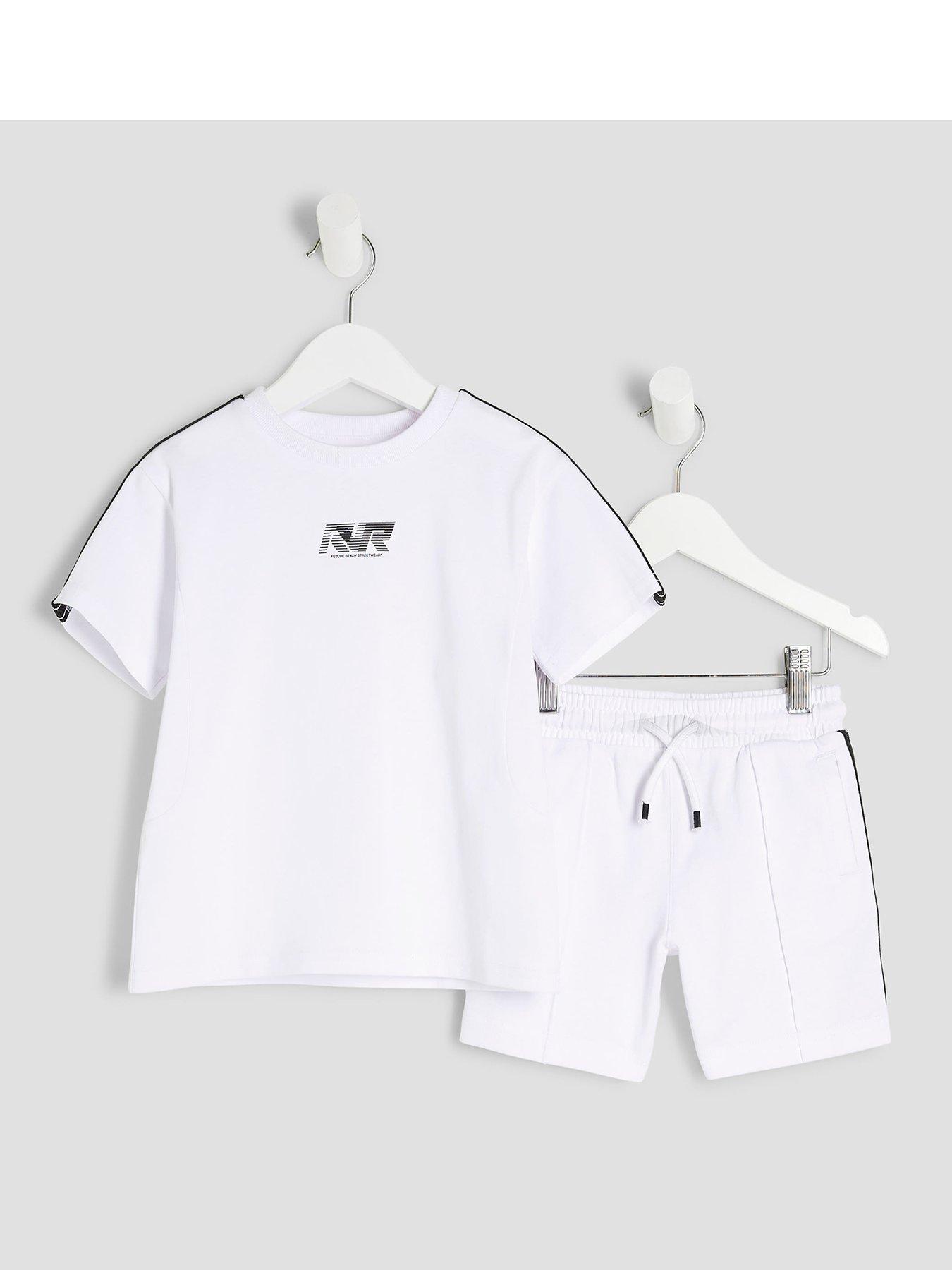 undefined Boys RR Tapered T-Shirt Set - White