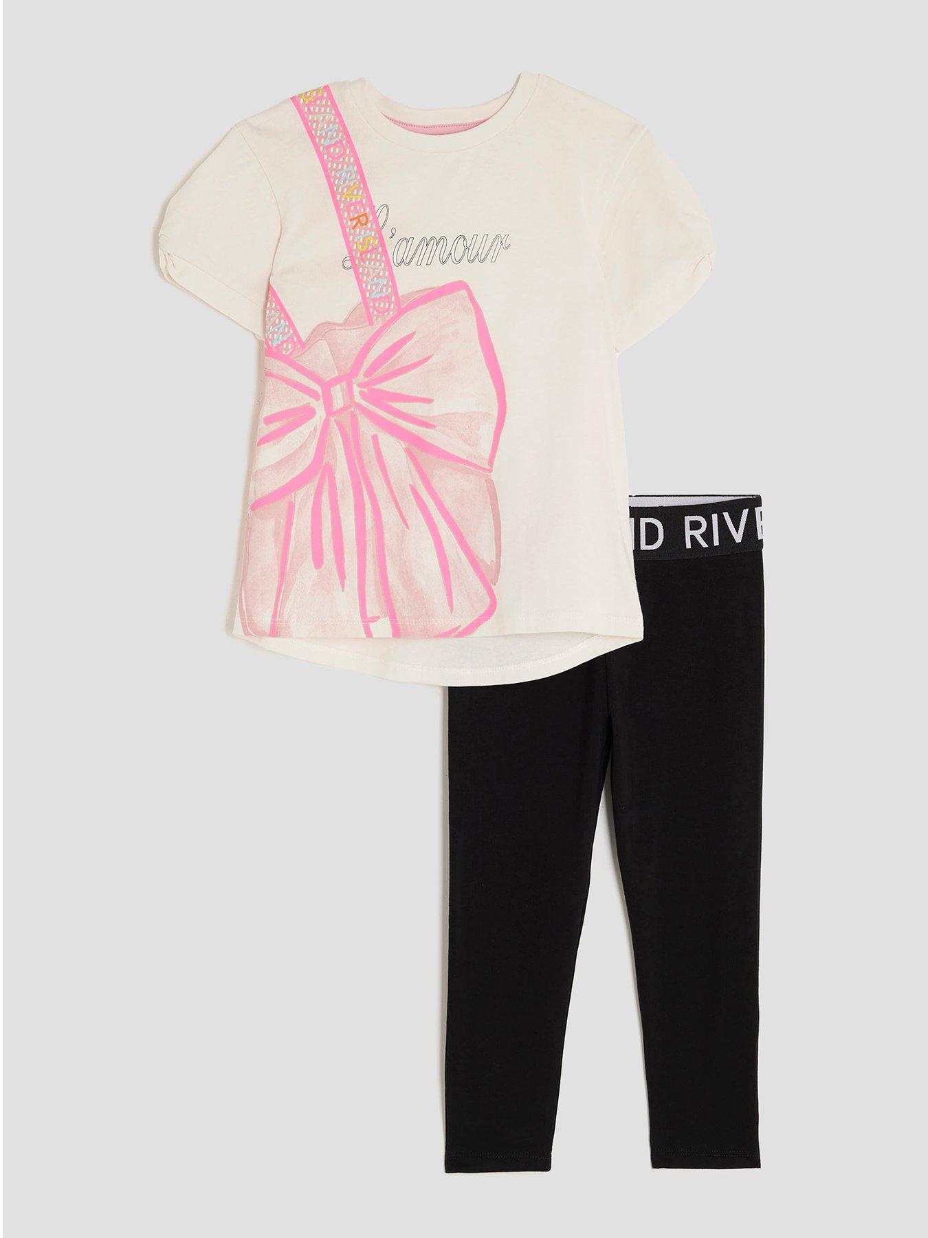 undefined Girls Lamour Bow Bag T-Shirt Set - Cream