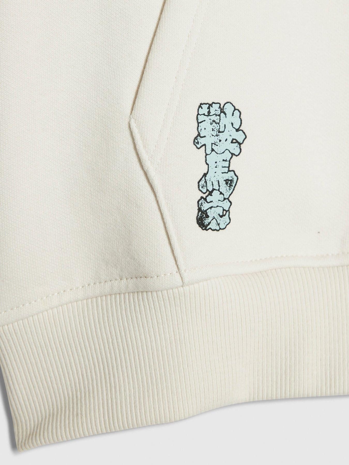  image of river-island-older-boys-back-print-kazaki-japanese-hoodie-cream