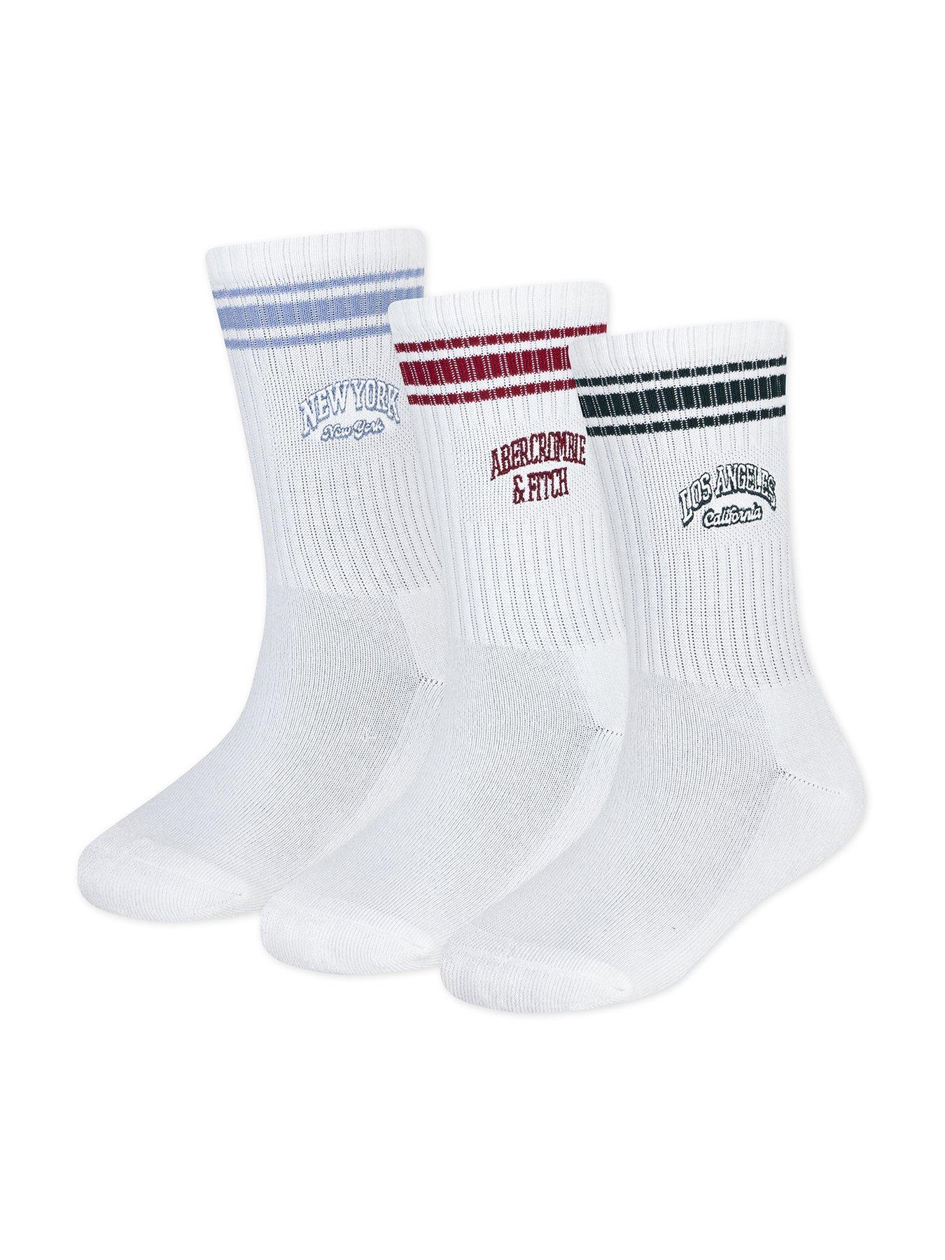  image of abercrombie-fitch-boys-varsity-3-pack-crew-socks-white