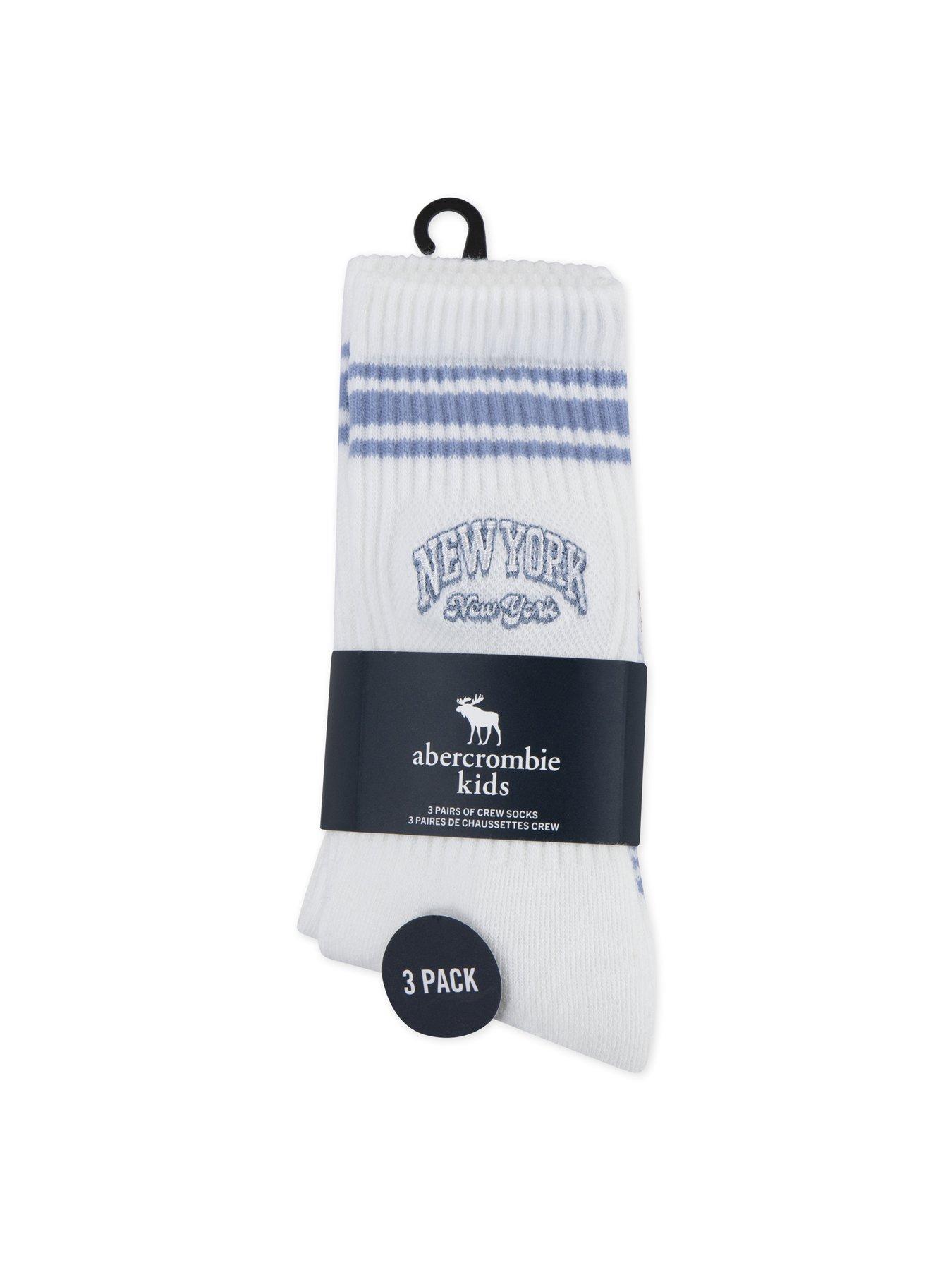  image of abercrombie-fitch-boys-varsity-3-pack-crew-socks-white