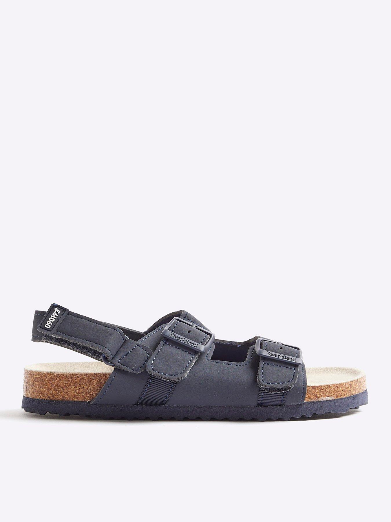 River Island Older Boys Buckle Corkbed Sandals - Navy