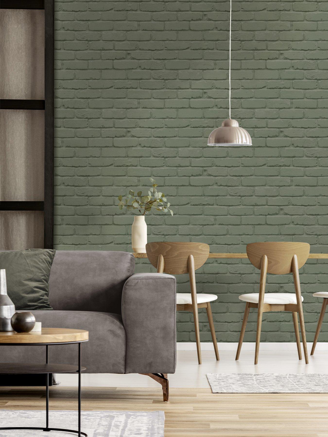 undefined Painted Brick Wallpaper - Sage