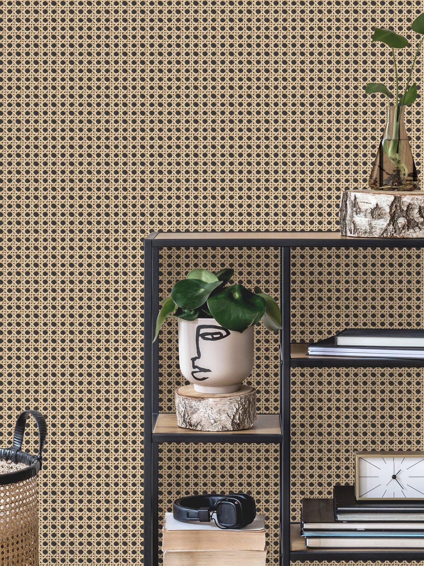 Image 1 of 3 of NuWallpaper Self Adhesive Cane Charcoal - Natural