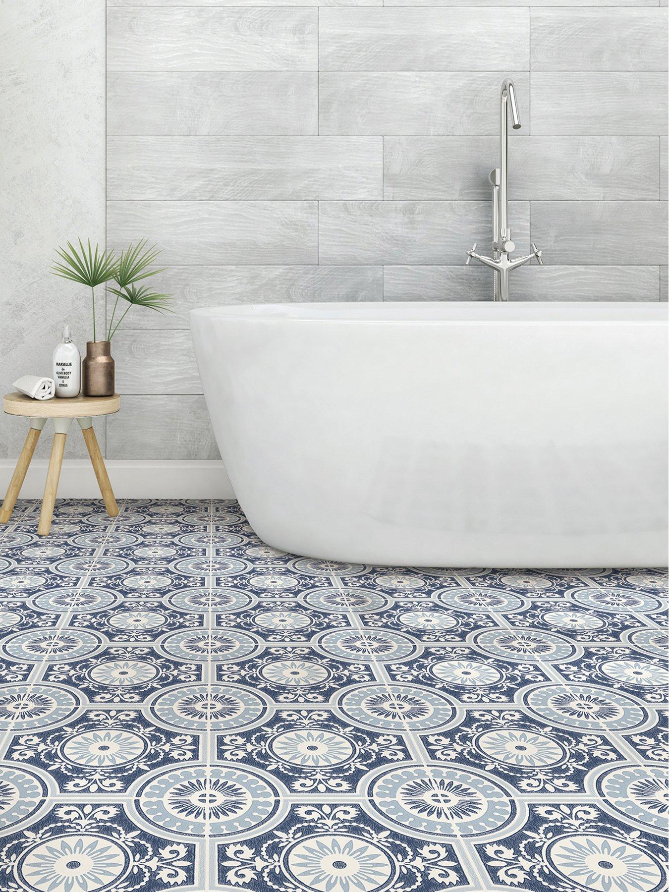 undefined Floorpops Blue Ezra Peel & Stick Floor Tiles