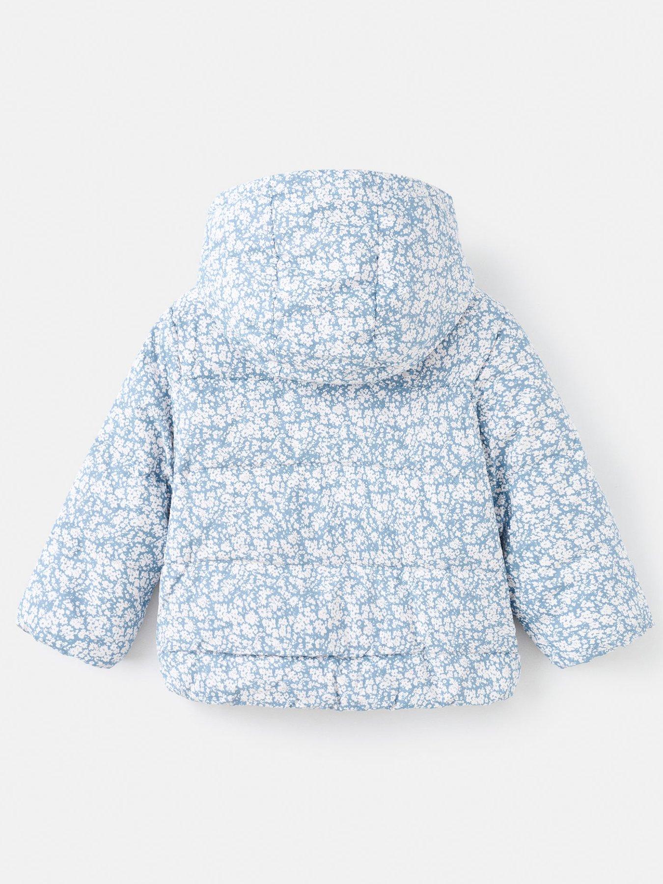 Image 2 of 4 of Mango Younger Girls Floral Printed Padded Coat - Light Blue
