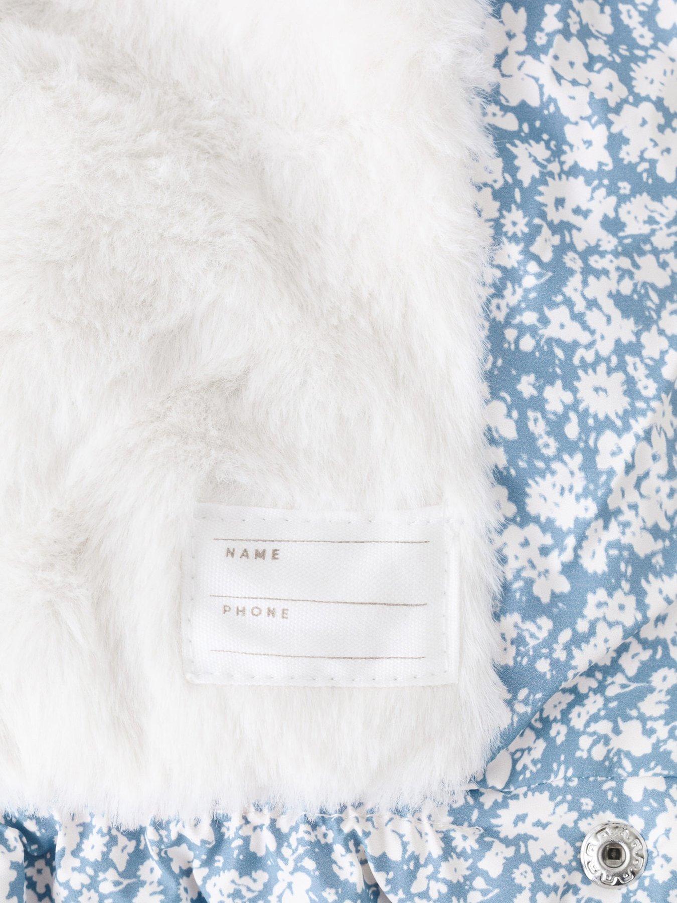 Image 3 of 4 of Mango Younger Girls Floral Printed Padded Coat - Light Blue
