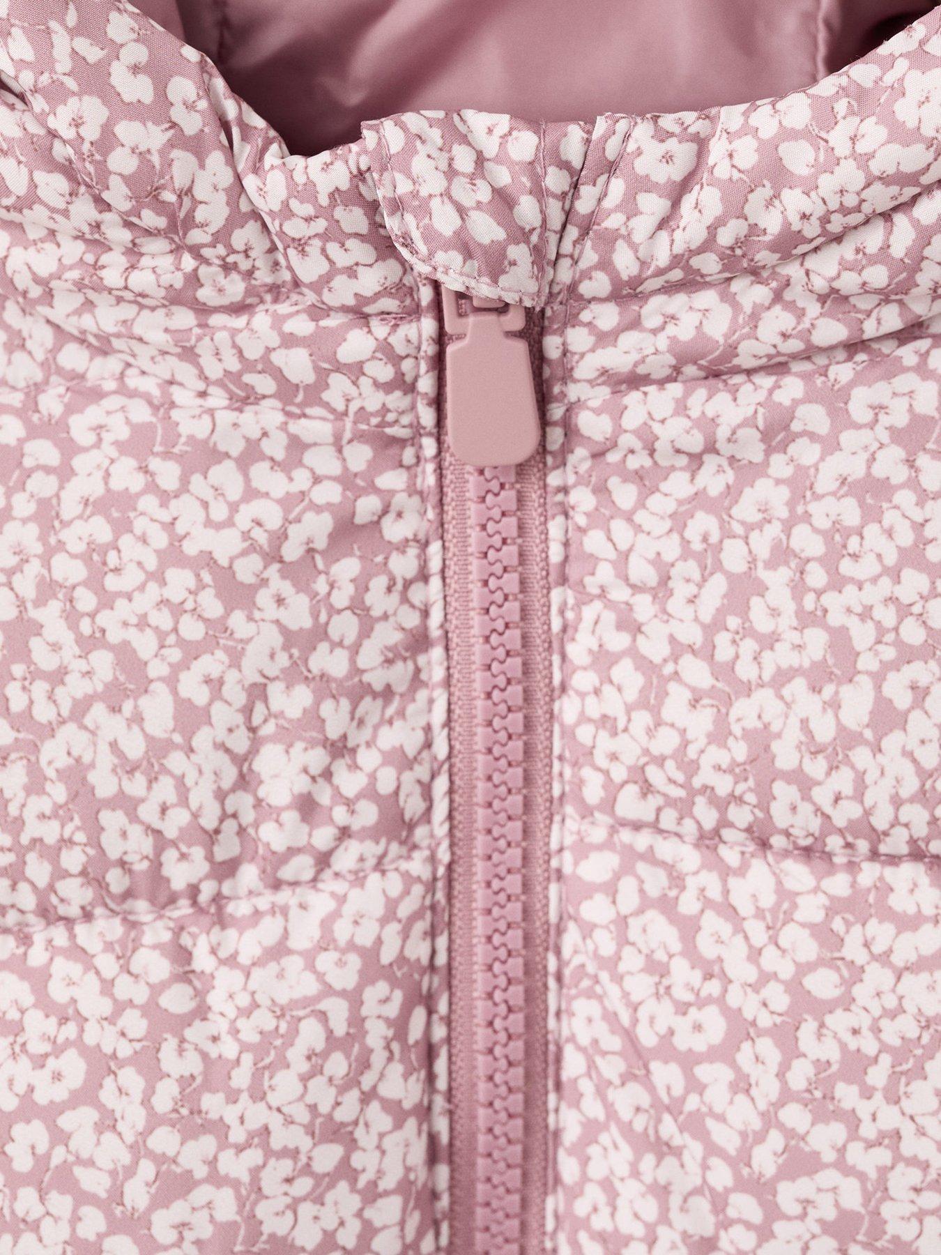 Image 3 of 4 of Mango Younger Girls Floral Printed Coat - Pink