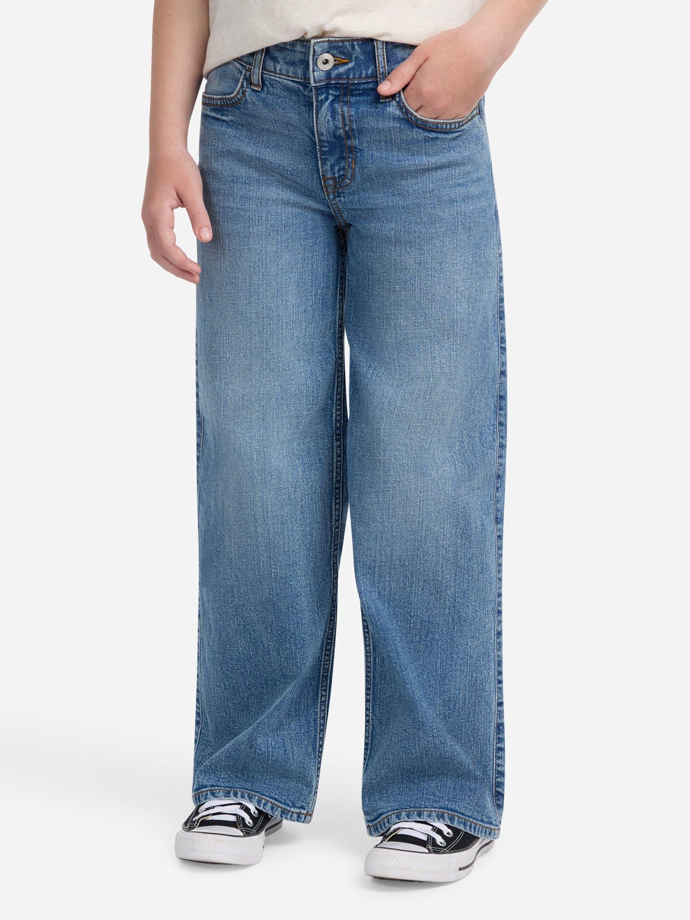 undefined Girls High Rise Wide Leg Jeans - Blue