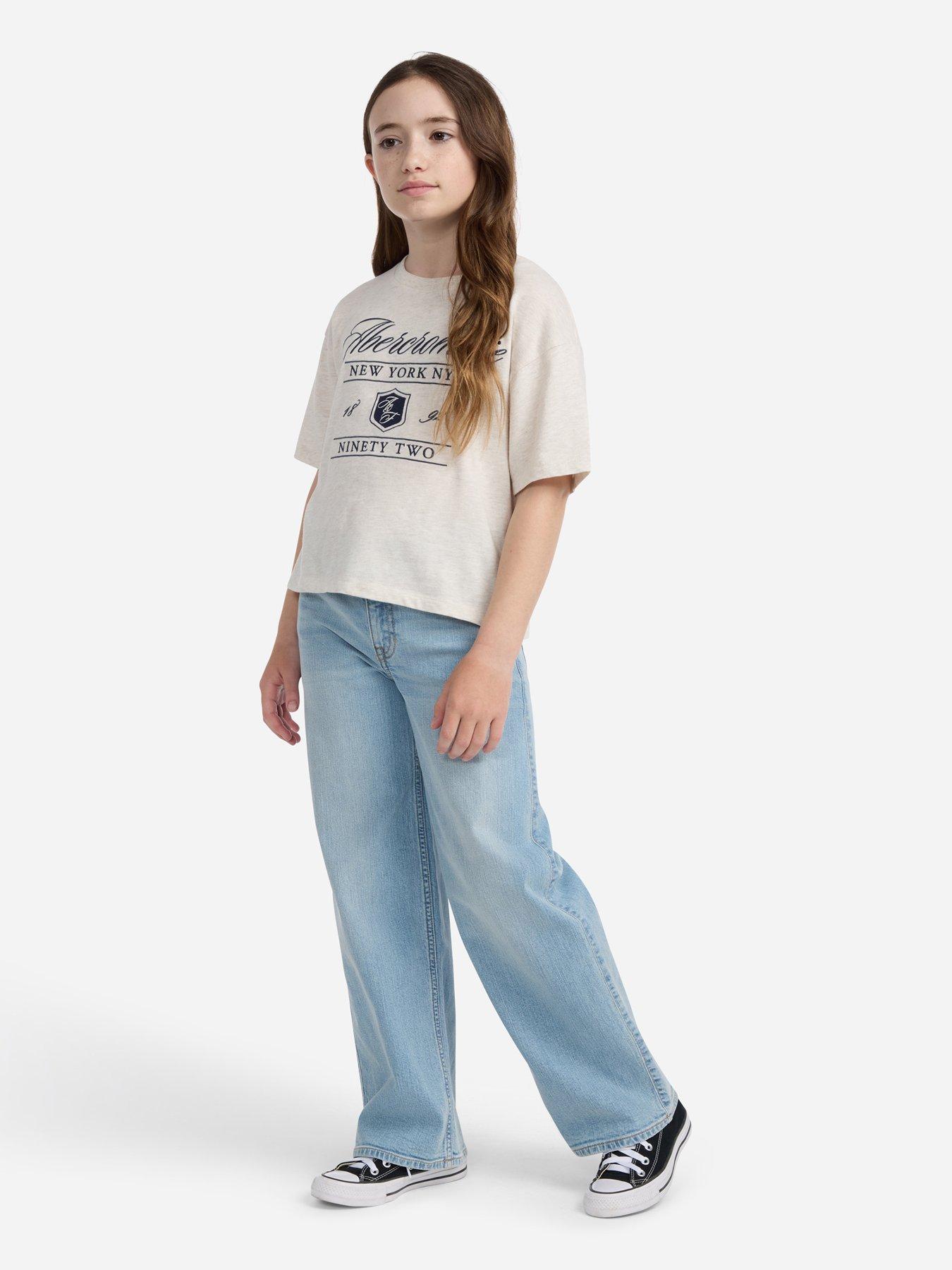 undefined Girls High Rise Wide Leg Jeans - Blue