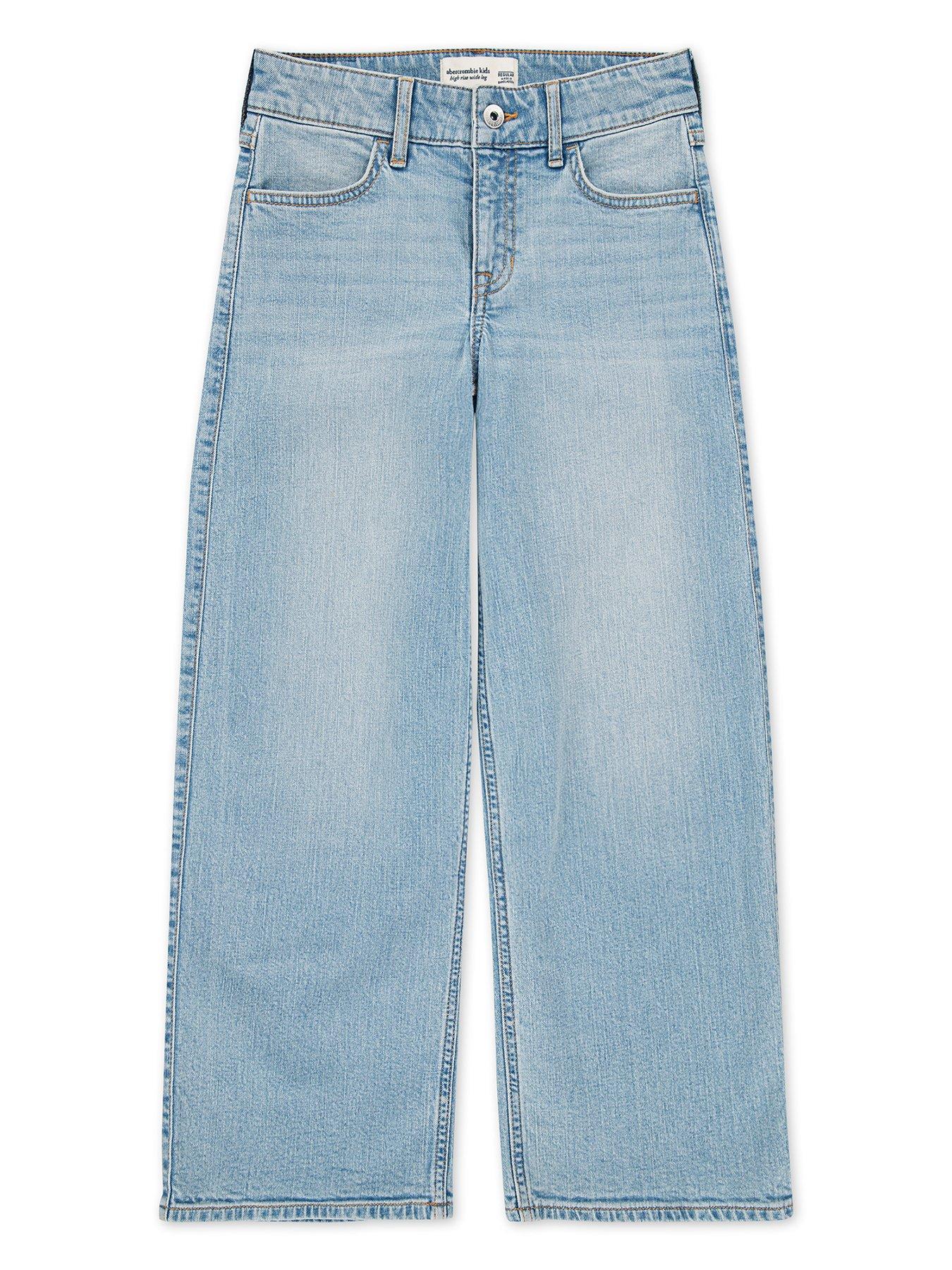 undefined Girls High Rise Wide Leg Jeans - Blue