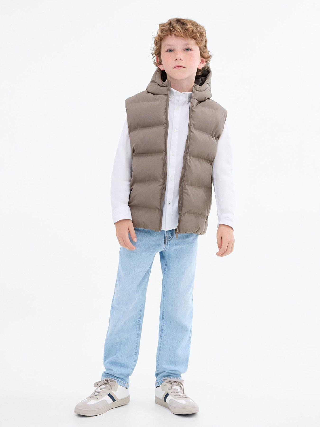 Image 1 of 4 of Mango Boys Hooded Gilet - Light Brown