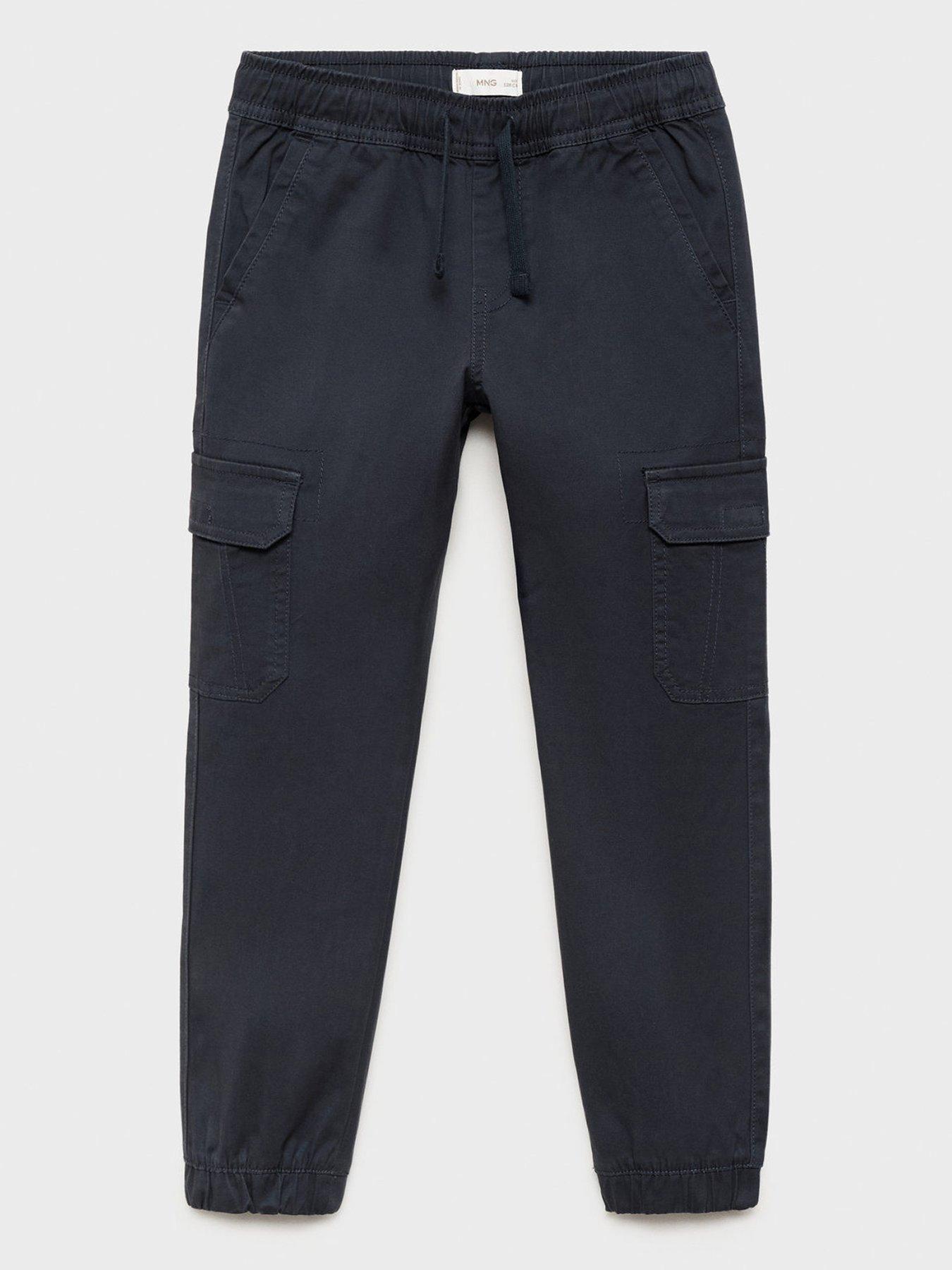 Image 1 of 5 of Mango Boys Elasticated Waist Cargo Trousers - Navy