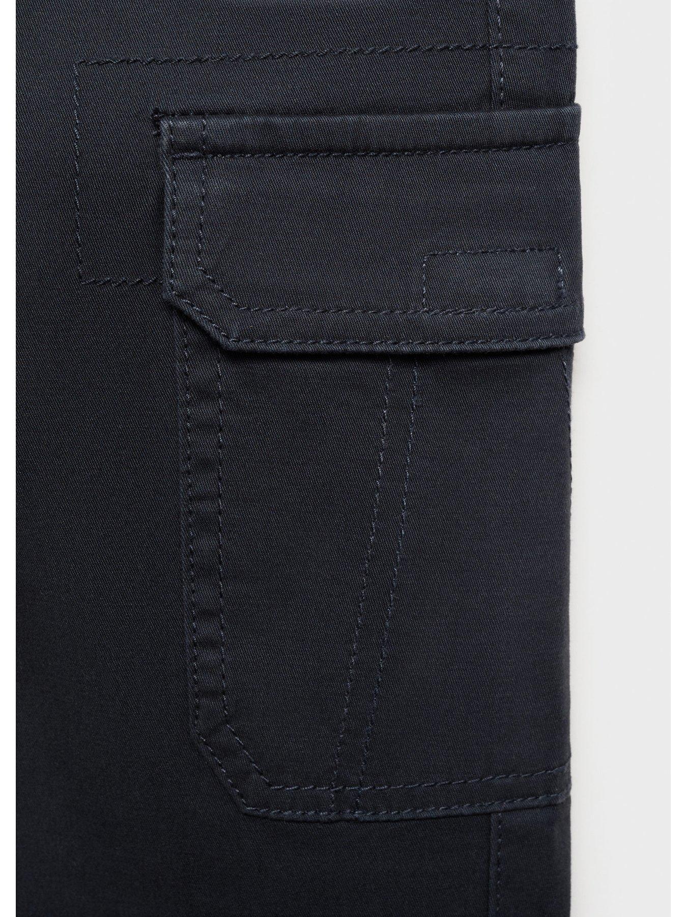 Image 4 of 5 of Mango Boys Elasticated Waist Cargo Trousers - Navy