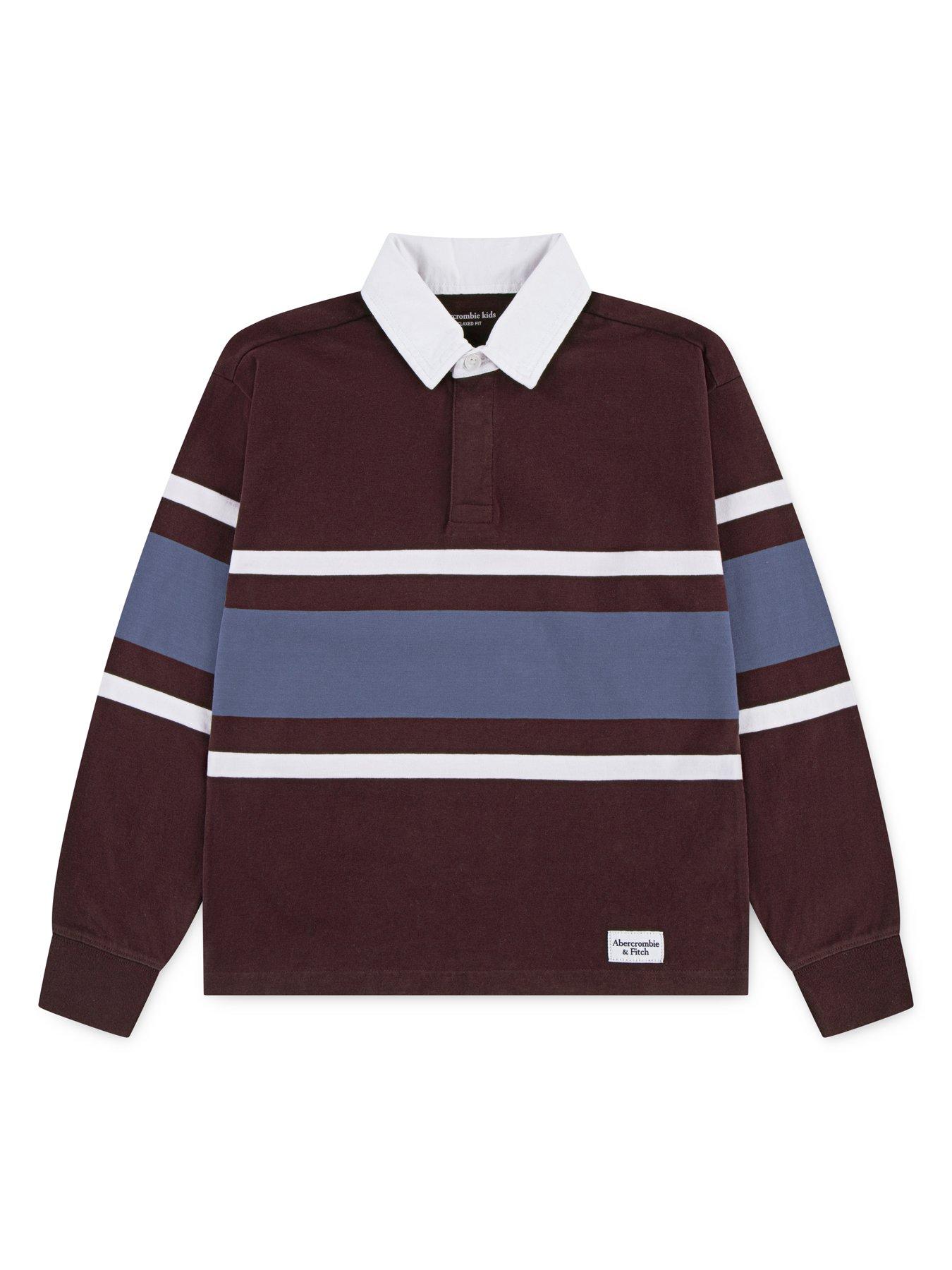 Image 5 of 5 of Abercrombie & Fitch Boys Long Sleeve Rugby Polo Shirt - Red