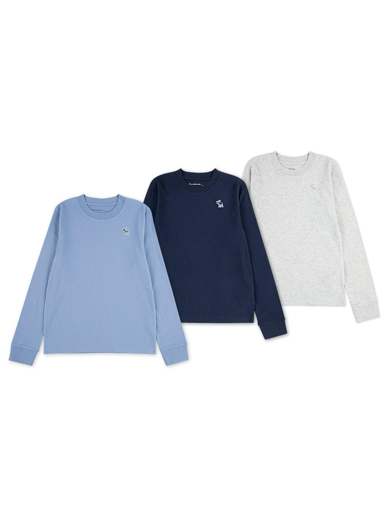 Image 1 of 4 of Abercrombie & Fitch Boys 3 Pack Long Sleeve T-Shirts - Blue