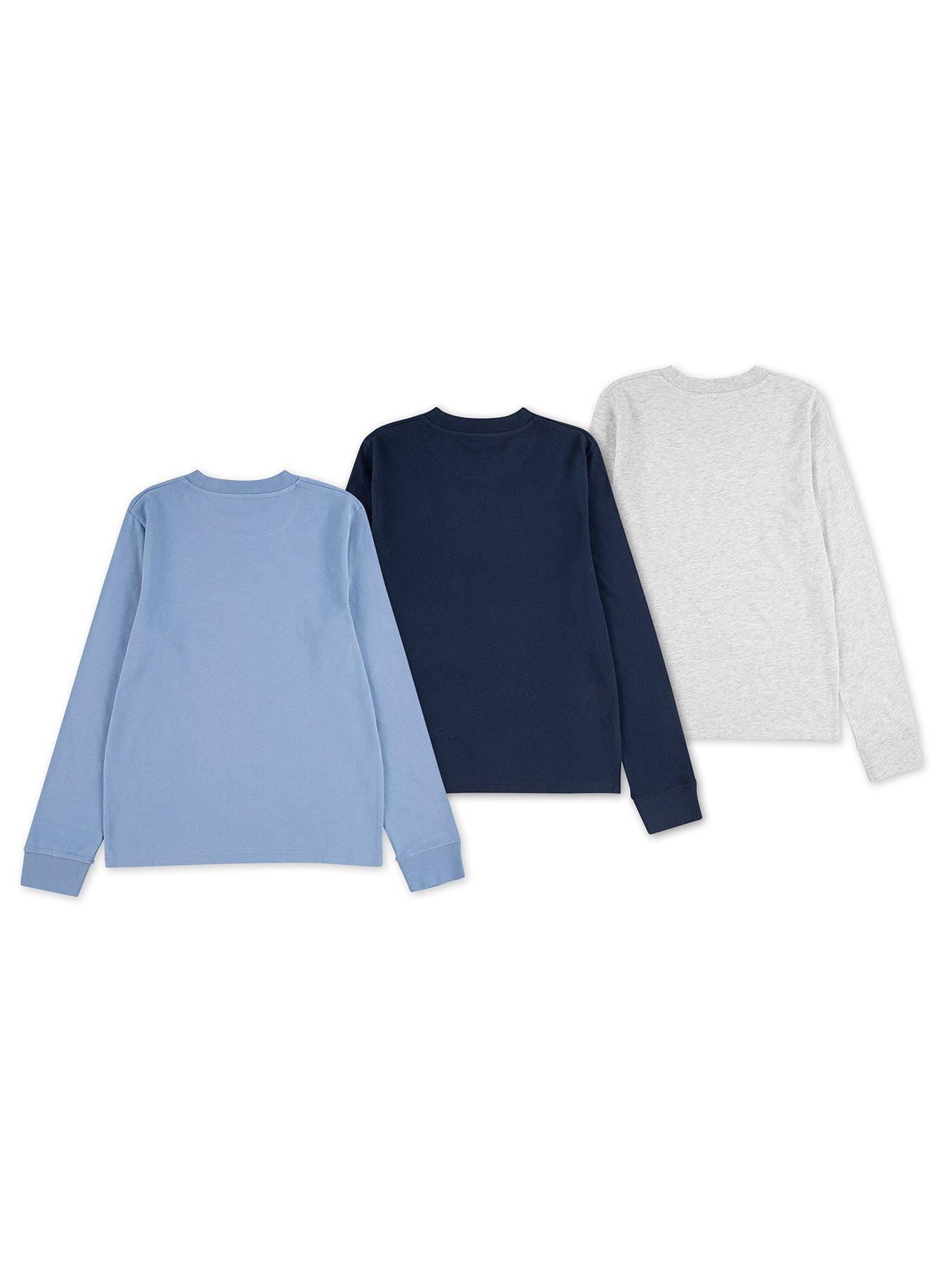 Image 2 of 4 of Abercrombie & Fitch Boys 3 Pack Long Sleeve T-Shirts - Blue