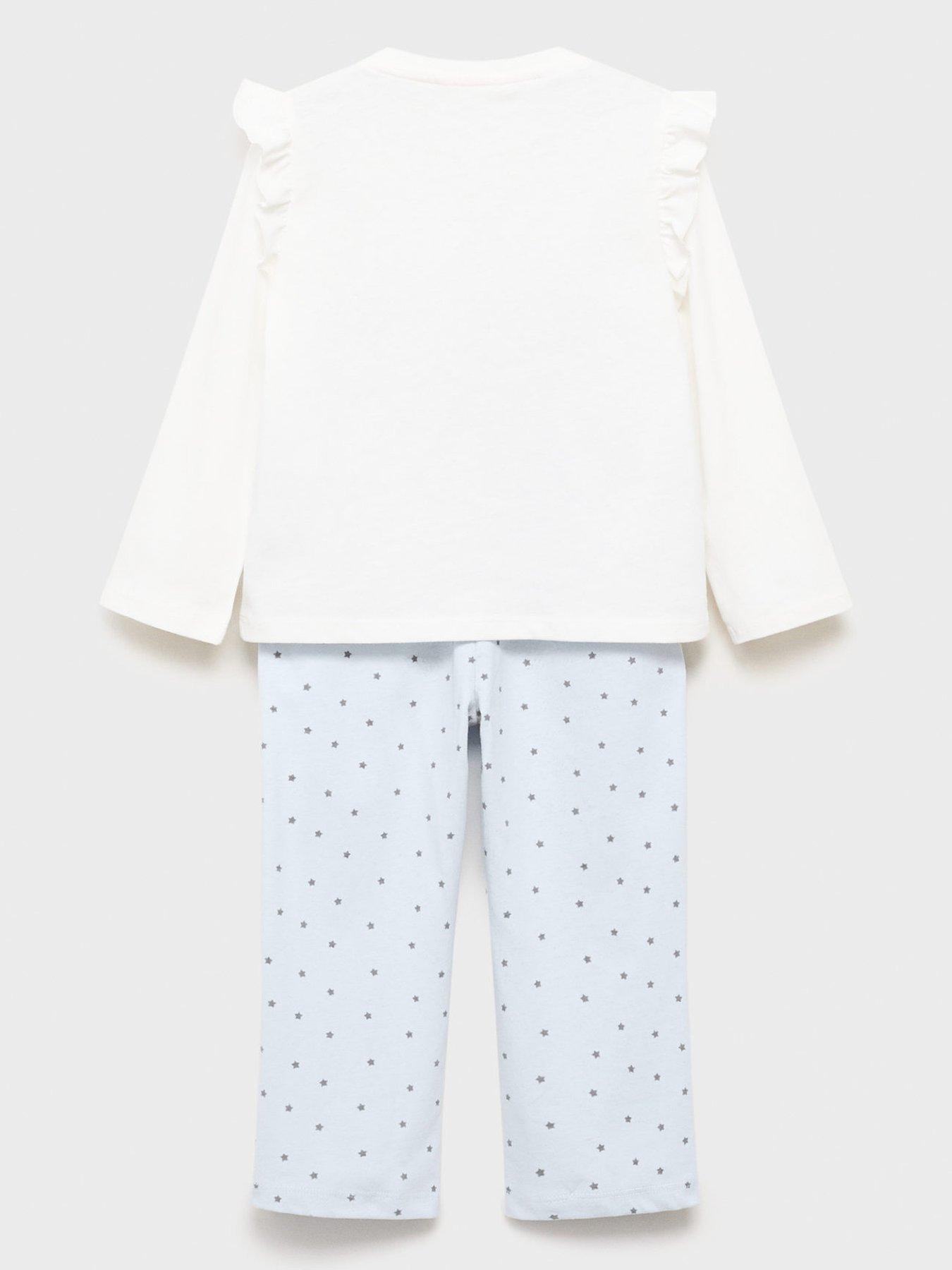 Image 2 of 4 of Mango Younger Girls Panda Long Sleeve Pyjamas - Light Cream