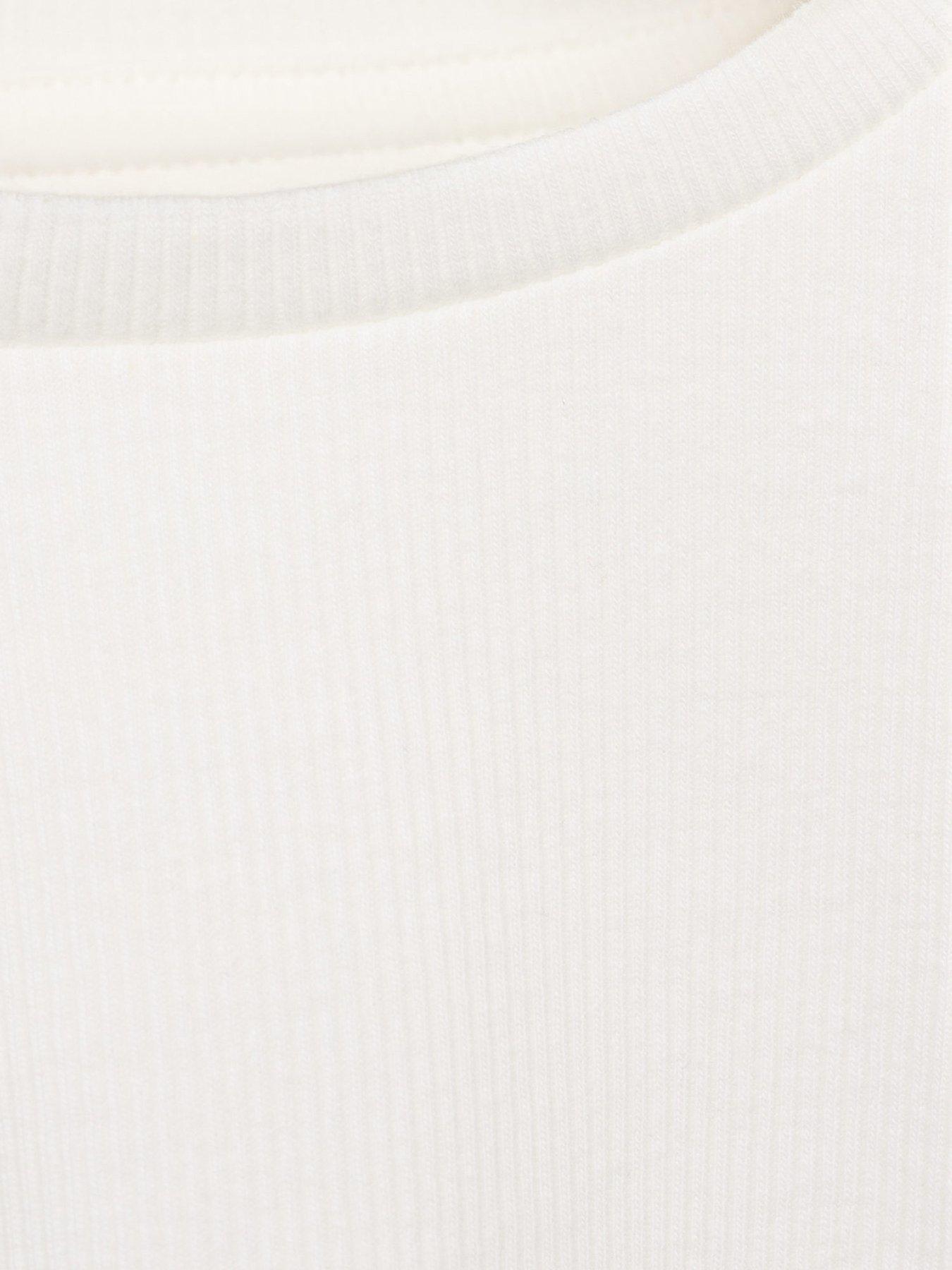 Image 4 of 4 of Mango Younger Girls Frill Shoulder Long Sleeve T-Shirt - Light Cream