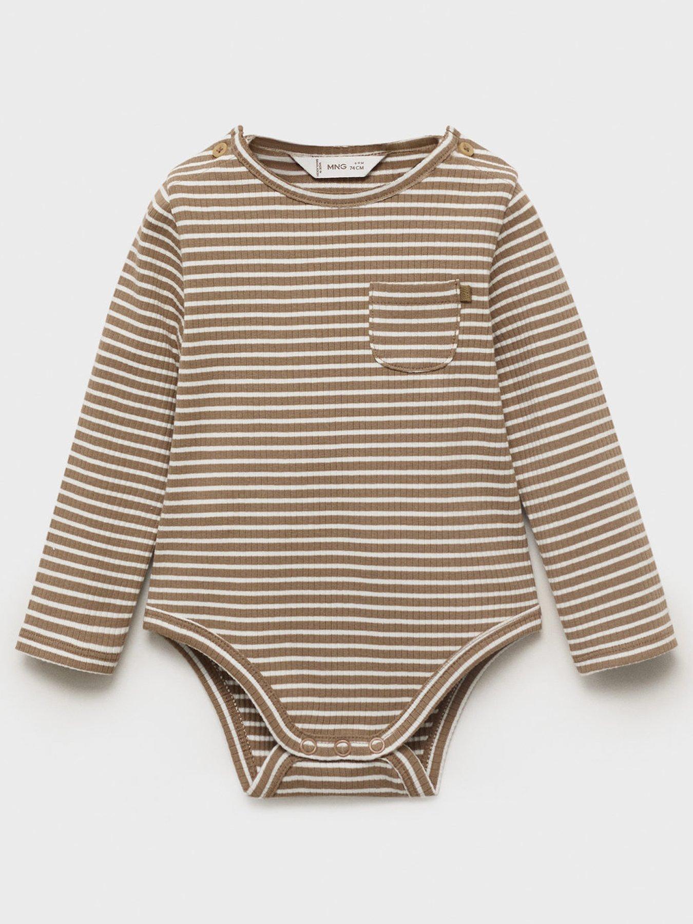 undefined Baby Unisex Striped Co-Ord Bodysuit - Brown