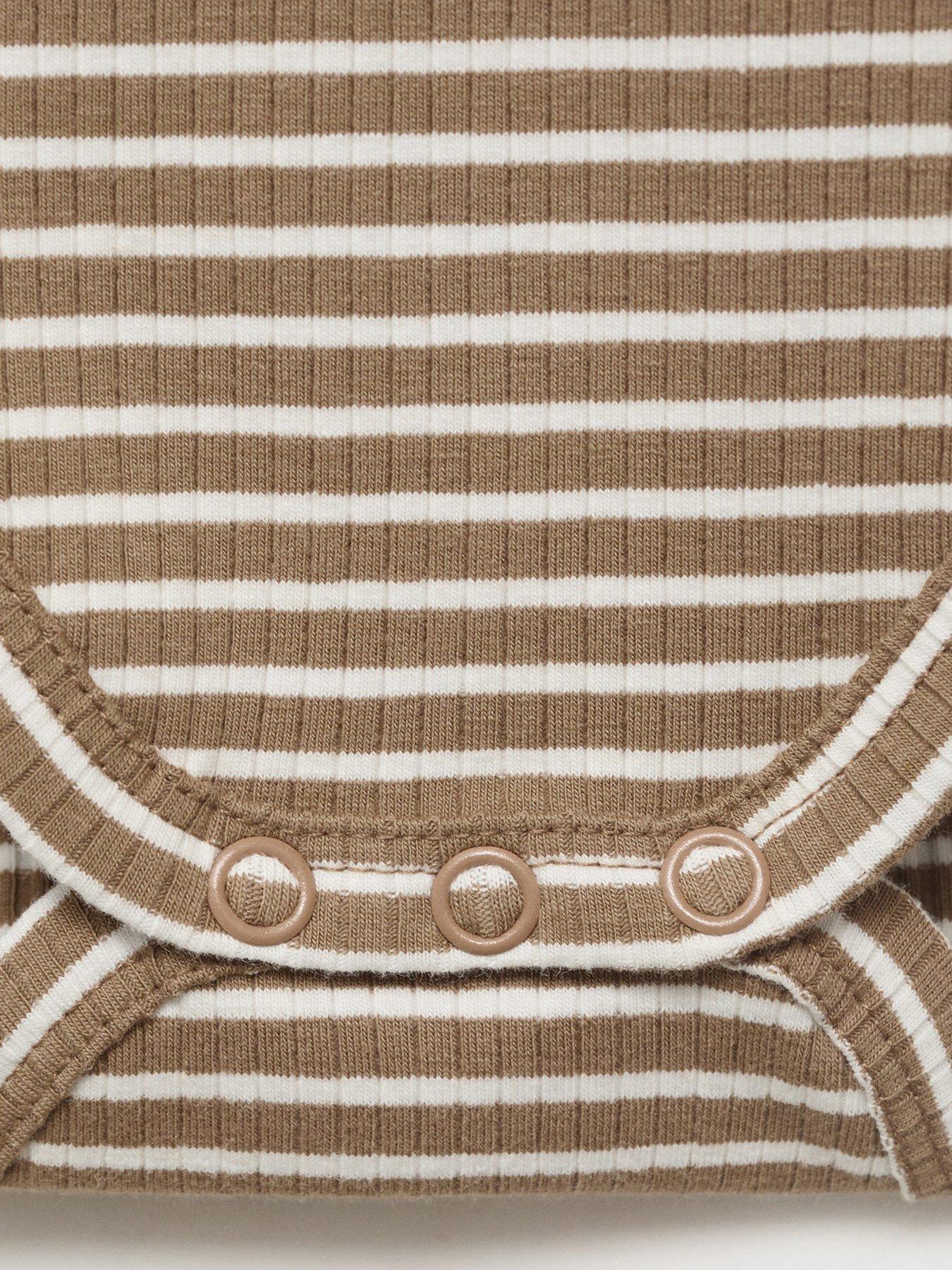 Image 3 of 4 of Mango Baby Unisex Striped Co-Ord Bodysuit - Brown