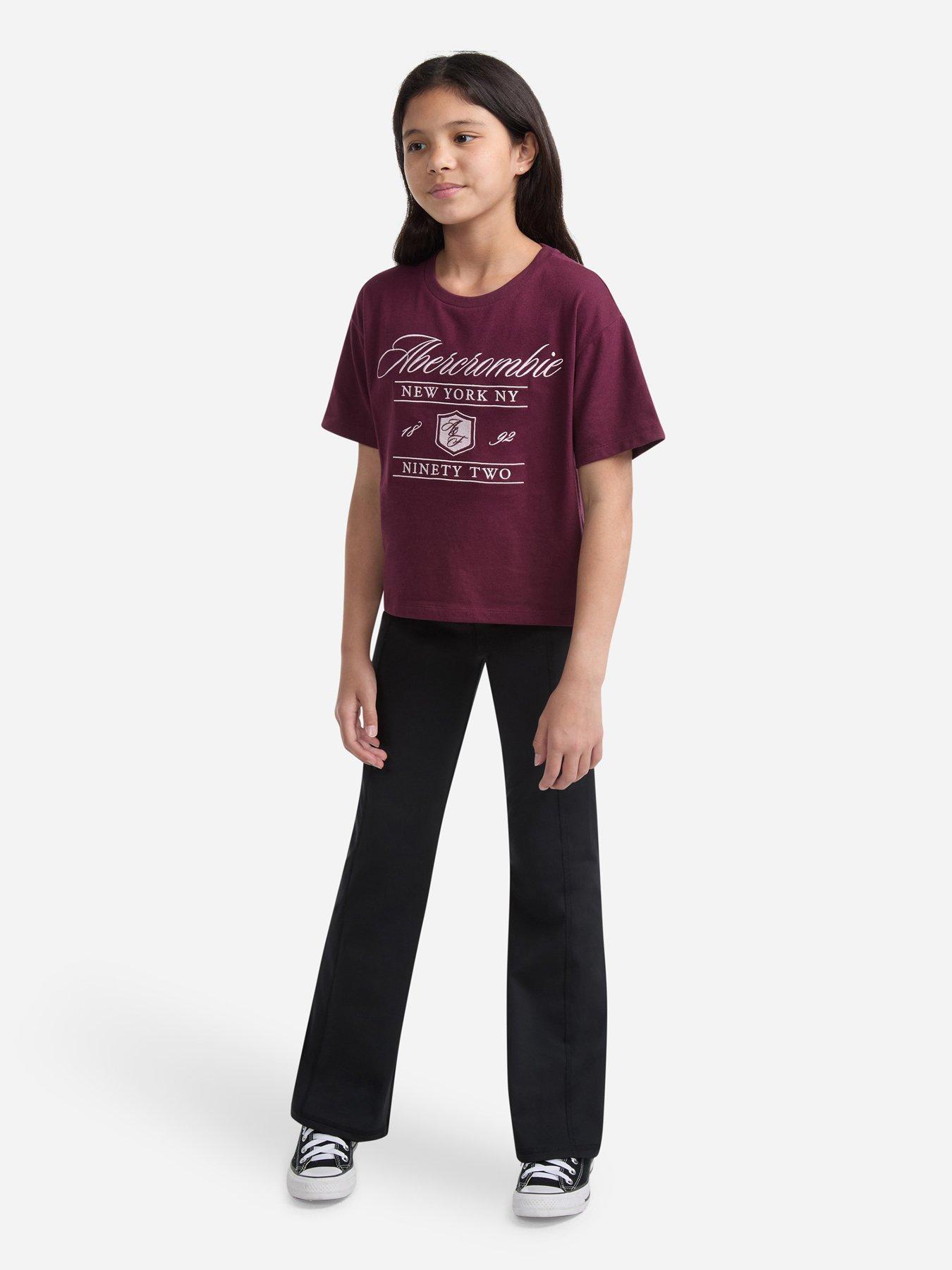Image 1 of 6 of Abercrombie & Fitch Girls Anf Crest Boxy Short Sleeve T-shirt - Red