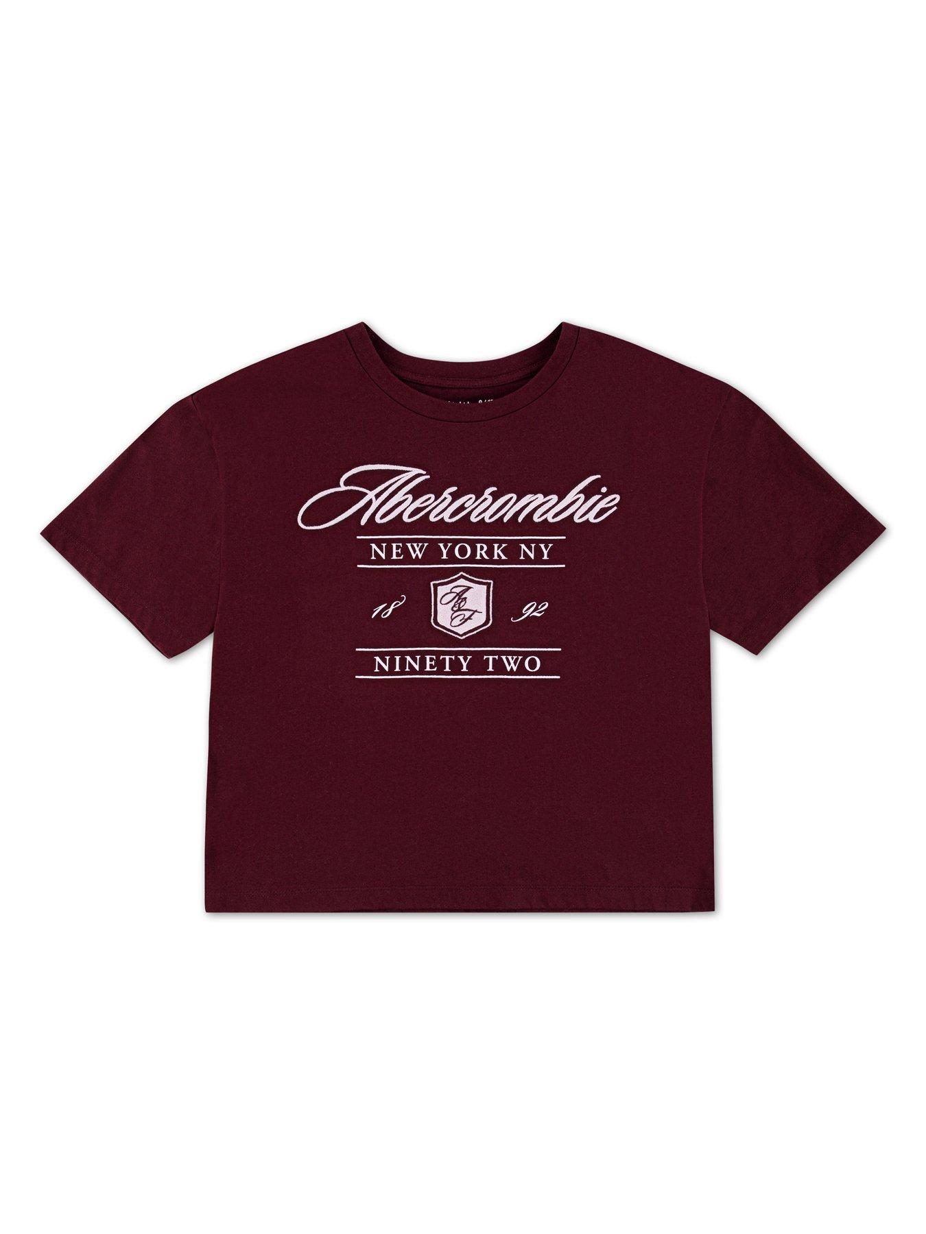 Image 4 of 6 of Abercrombie & Fitch Girls Anf Crest Boxy Short Sleeve T-shirt - Red