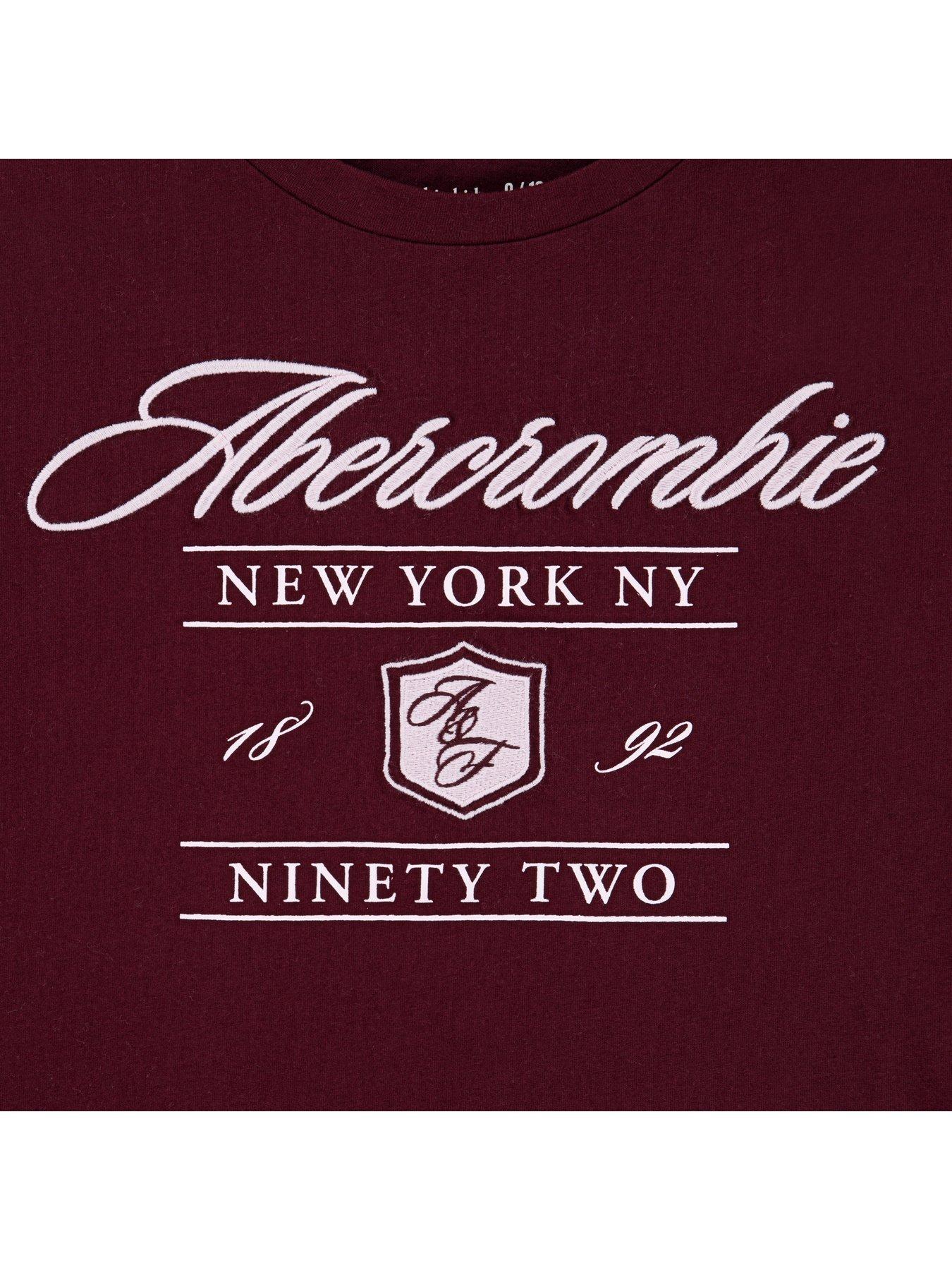 Image 6 of 6 of Abercrombie & Fitch Girls Anf Crest Boxy Short Sleeve T-shirt - Red