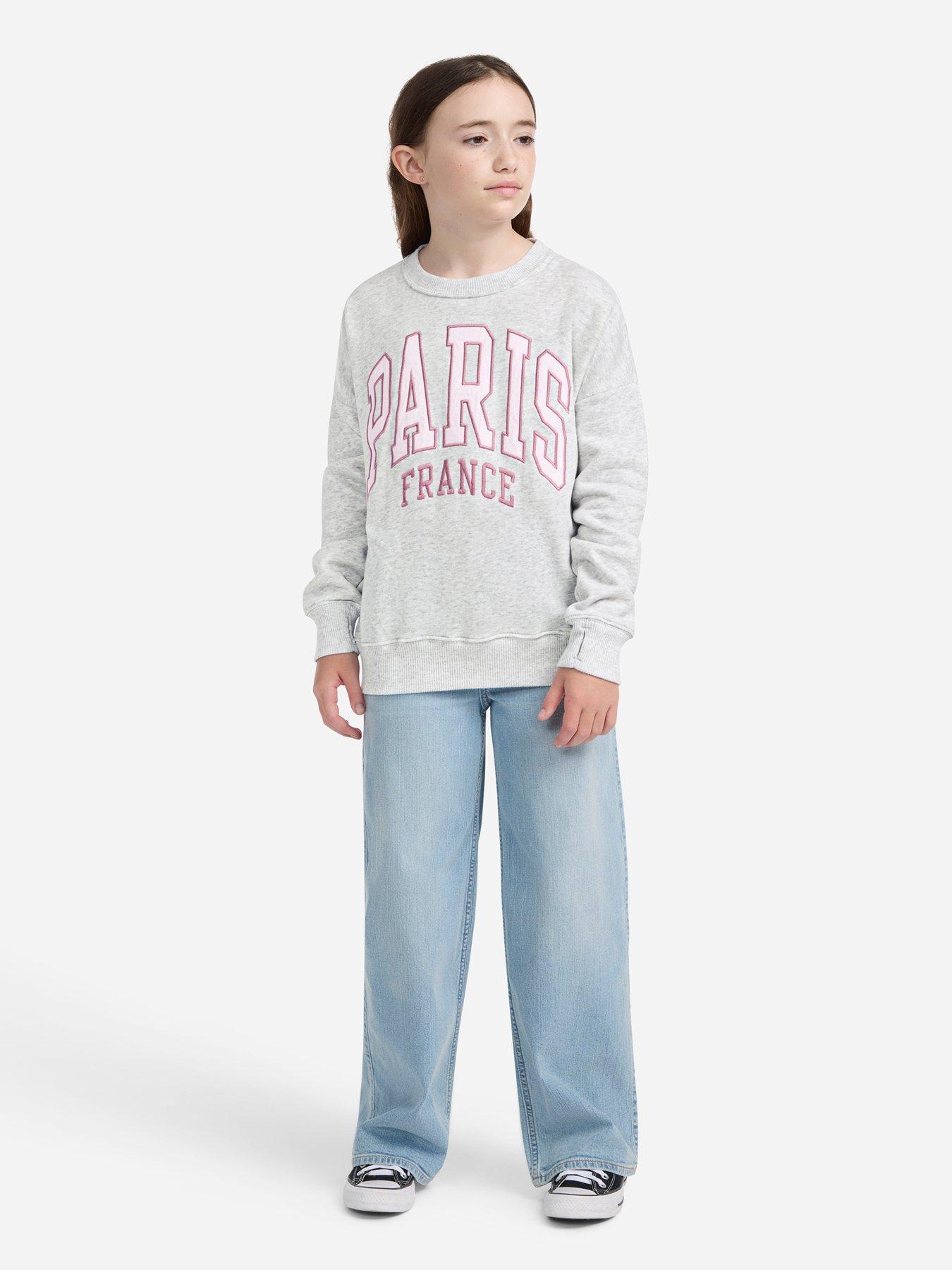 Image 1 of 6 of Abercrombie & Fitch Girls I Heart Paris Sweatshirt - Grey