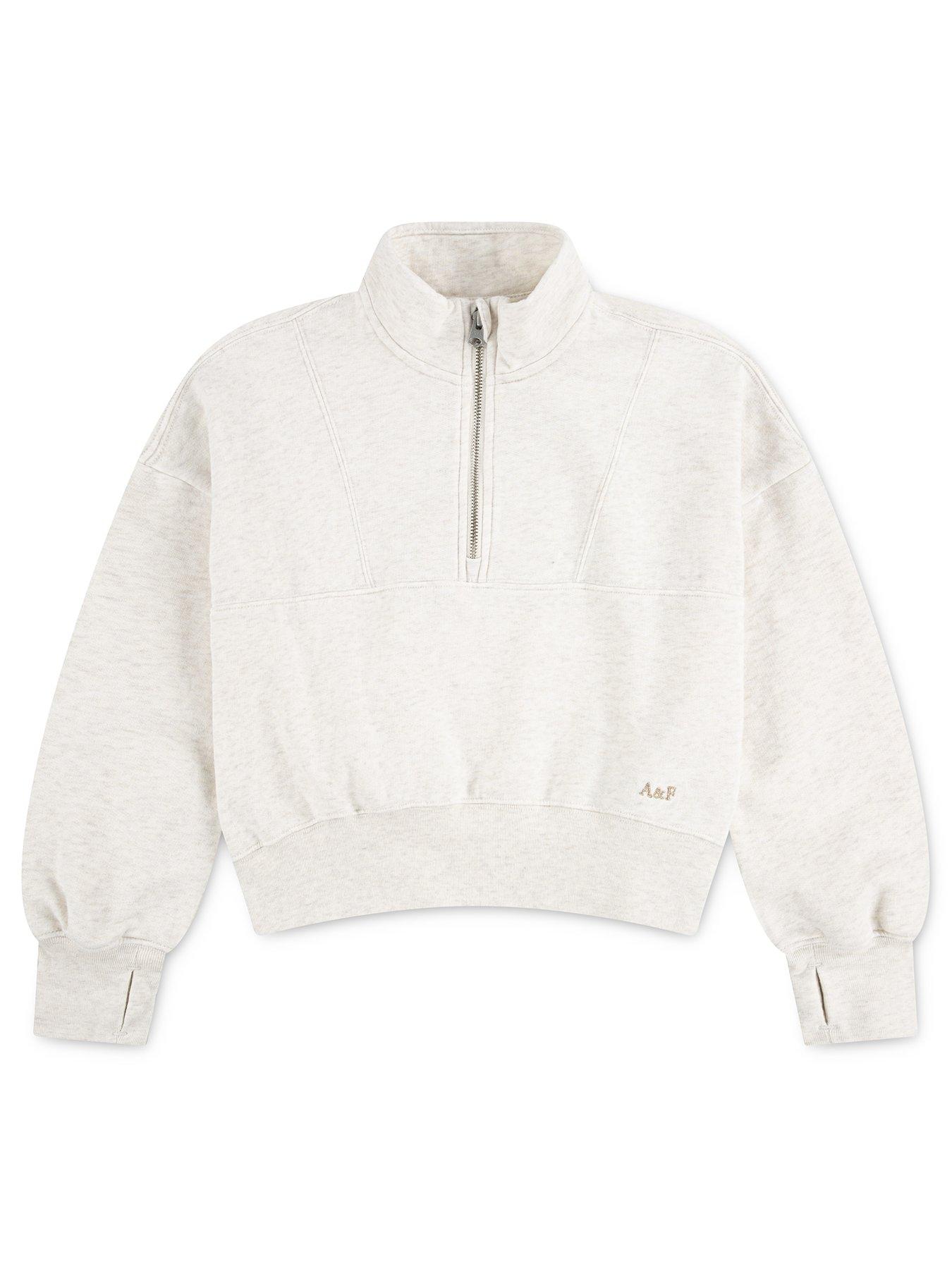 undefined Girls Essential 1/4 Zip Pullover Sweatshirt - Oatmeal