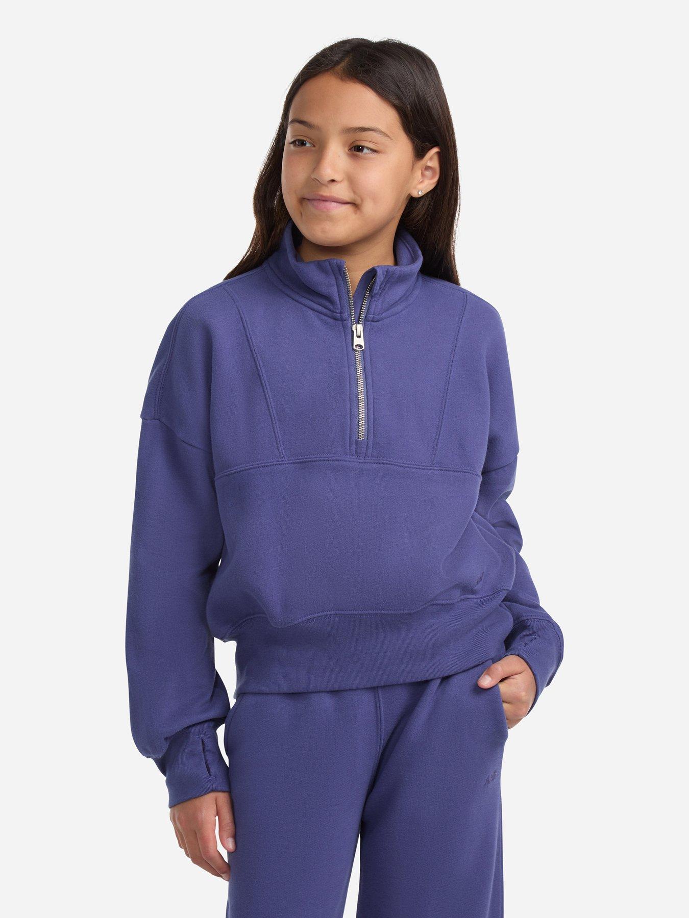 undefined Girls Essential 1/4 Zip Pullover Sweatshirt - Blue