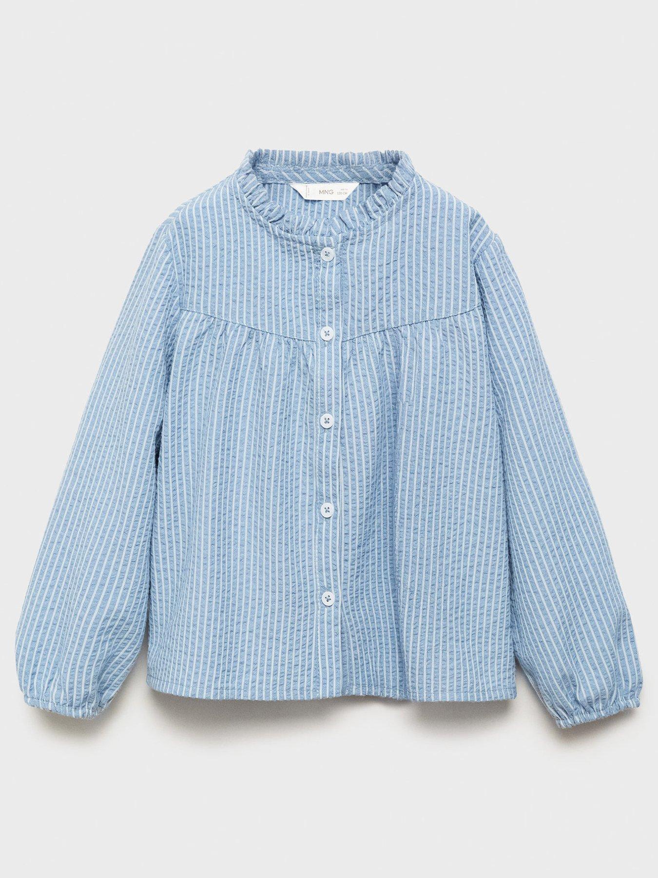 undefined Younger Girls Stripe Co-Ord Blouse - Blue