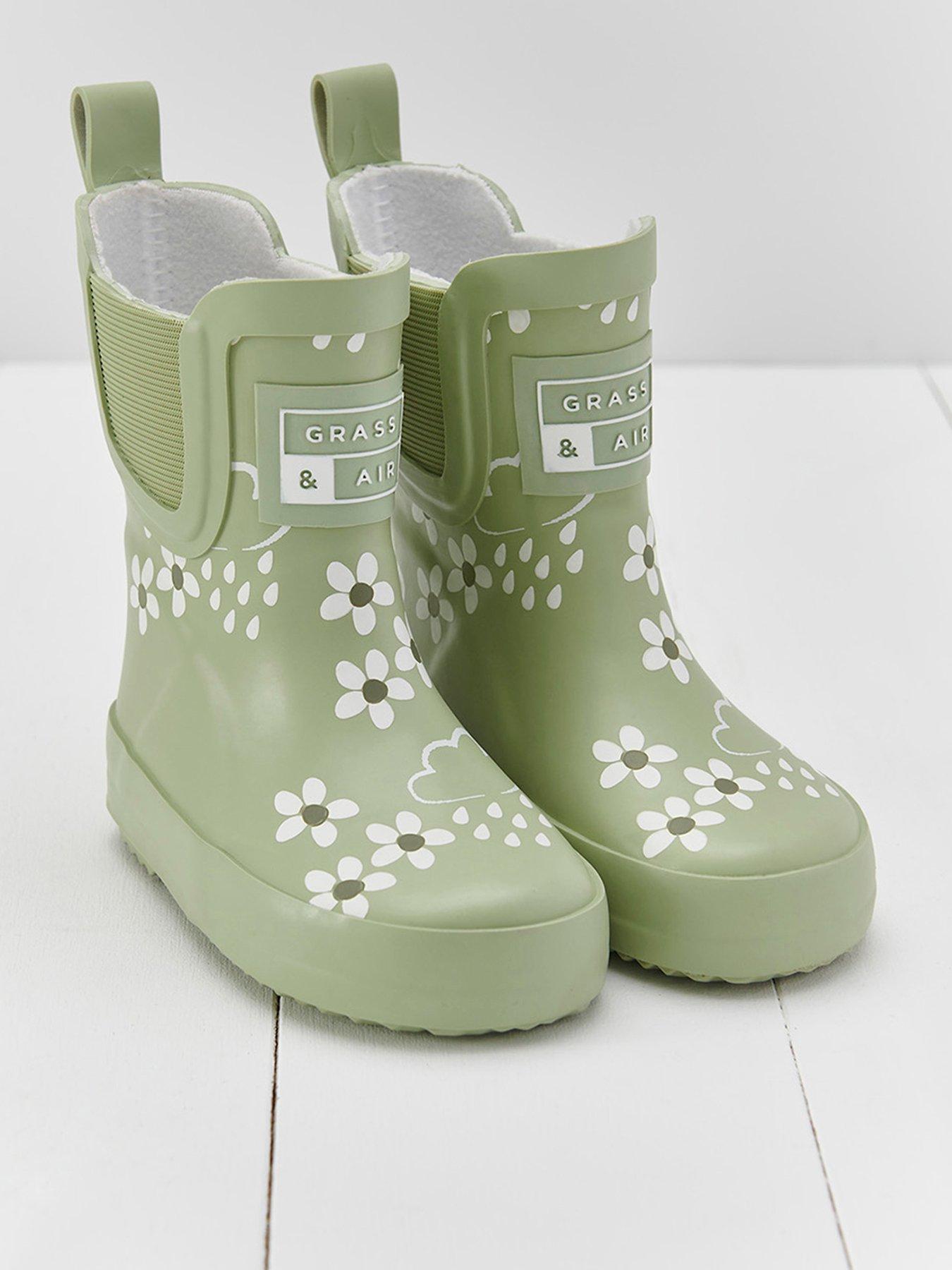 undefined Infant/ Junior Floral Shorty Colour-Revealing Winter Wellies - Green