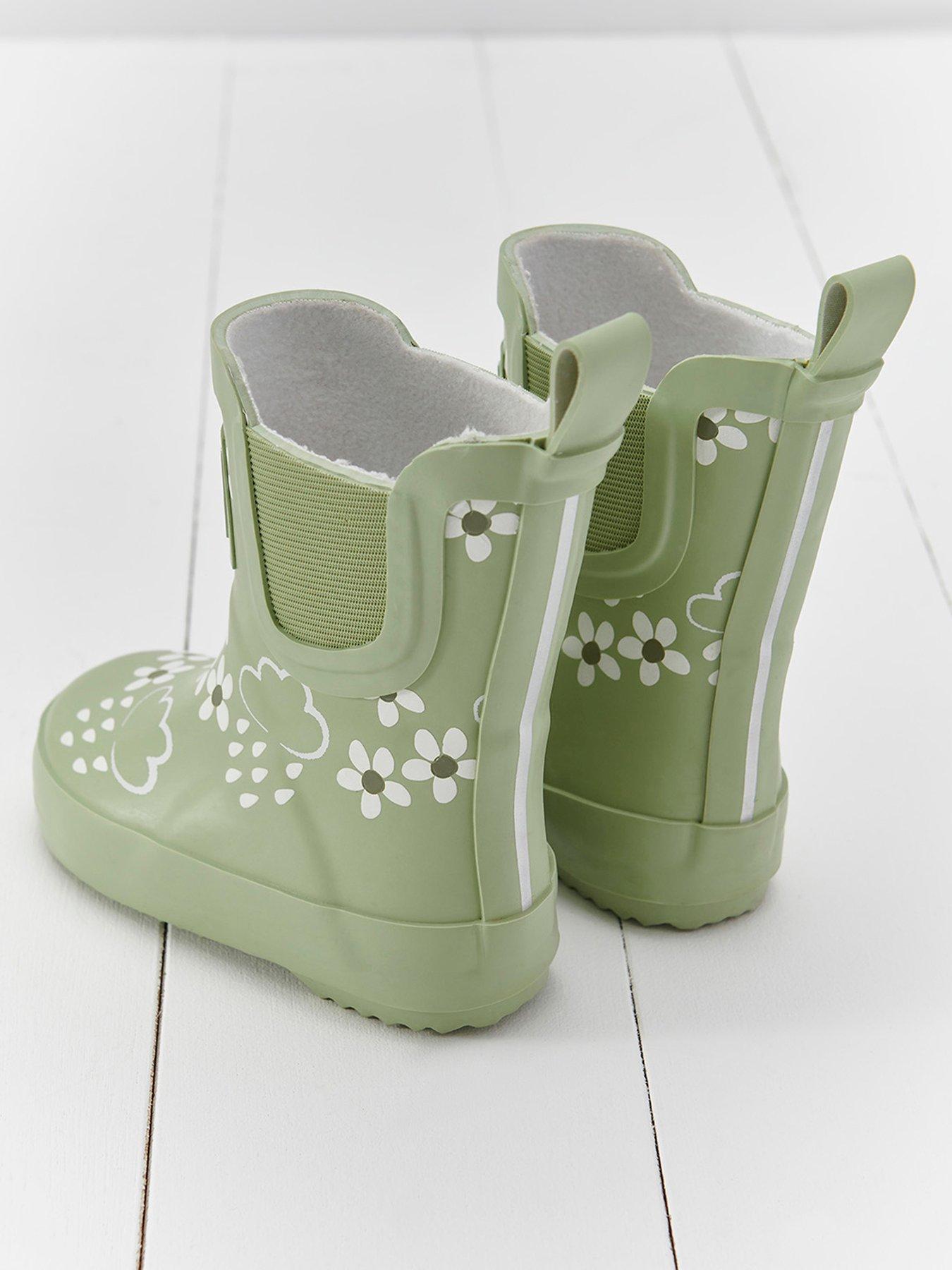 Image 3 of 4 of Grass & Air Infant/ Junior Floral Shorty Colour-Revealing Winter Wellies - Green