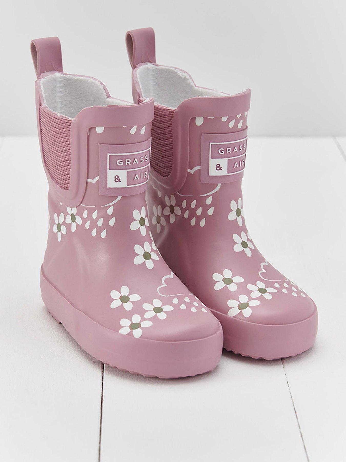 undefined Infant/ Junior Floral Shorty Colour-Revealing Winter Wellies - Pink