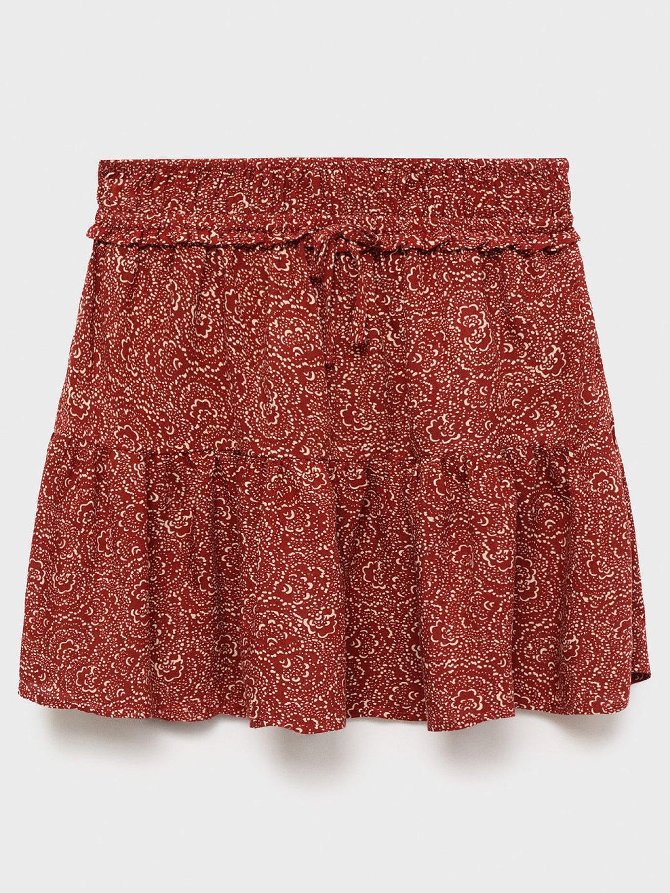 undefined Girls A Line Frill Skirt - Orange