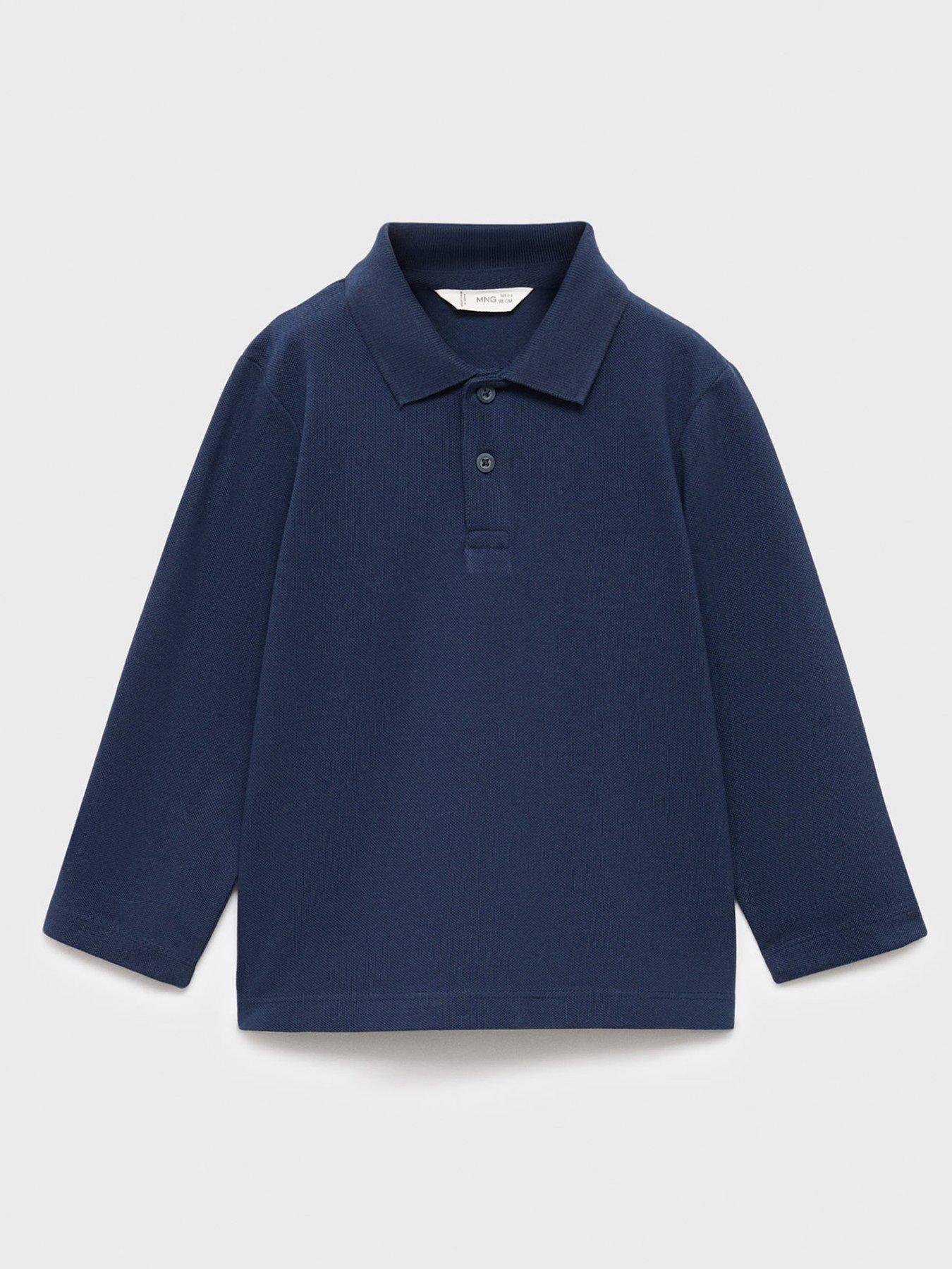  image of mango-younger-boys-long-sleeve-polo-navy