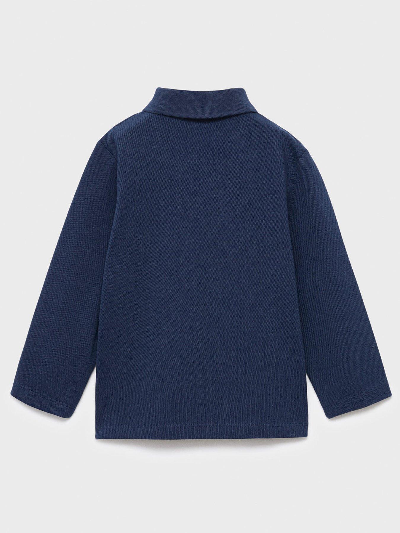  image of mango-younger-boys-long-sleeve-polo-navy