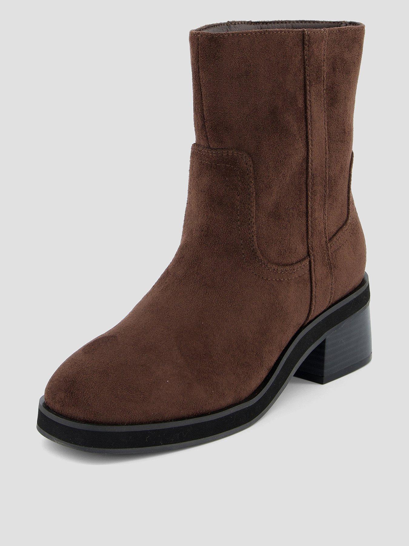 The Very Collection Low Block Heel Ankle Boot - Brown