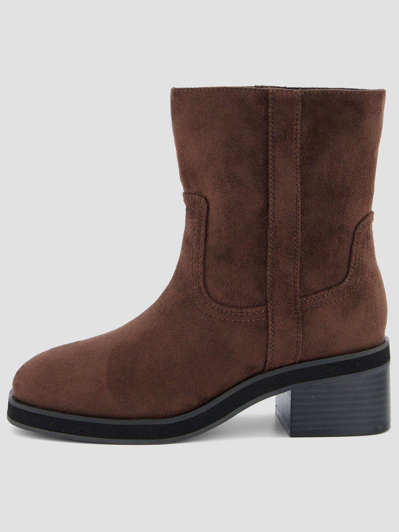 front image of the-very-collection-low-block-heel-ankle-boot-brown