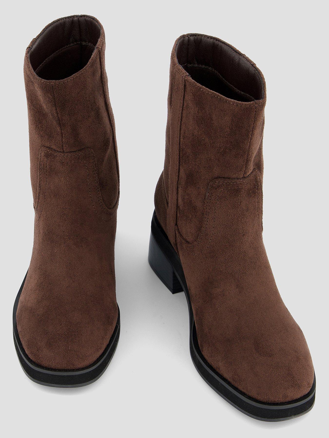  image of the-very-collection-low-block-heel-ankle-boot-brown