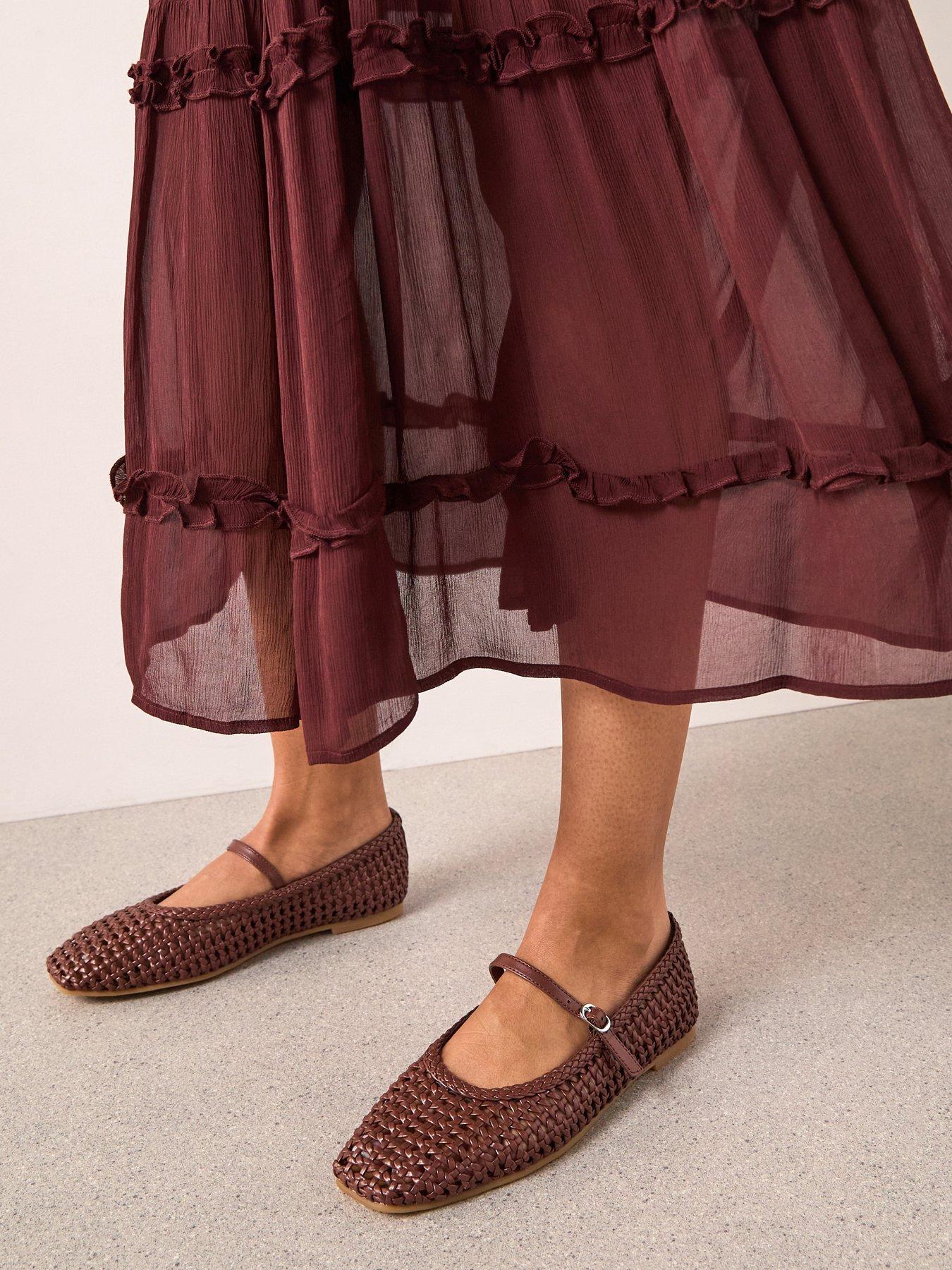  image of the-very-collection-square-toe-woven-ballet-flat-chocolate