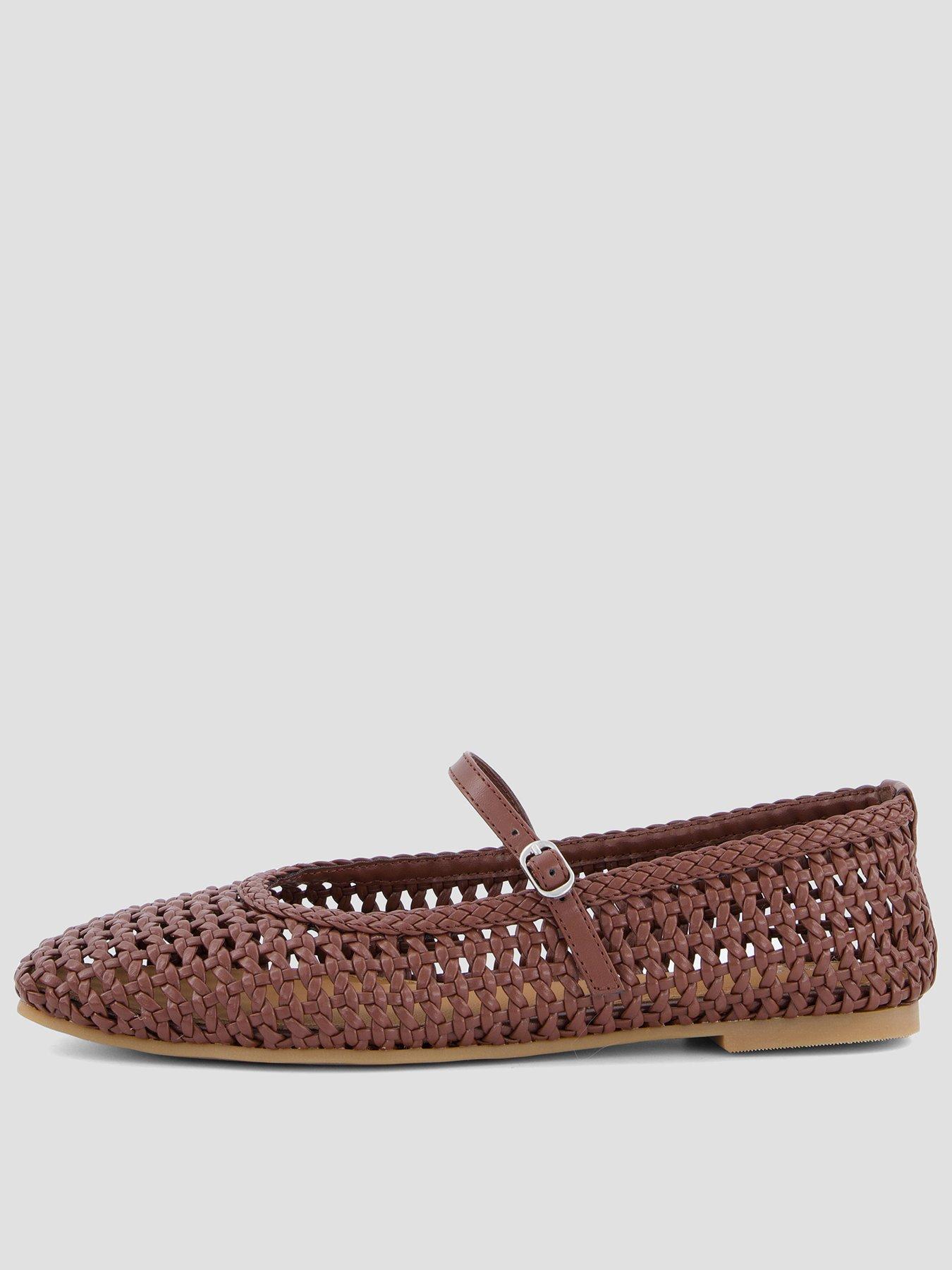  image of the-very-collection-square-toe-woven-ballet-flat-chocolate