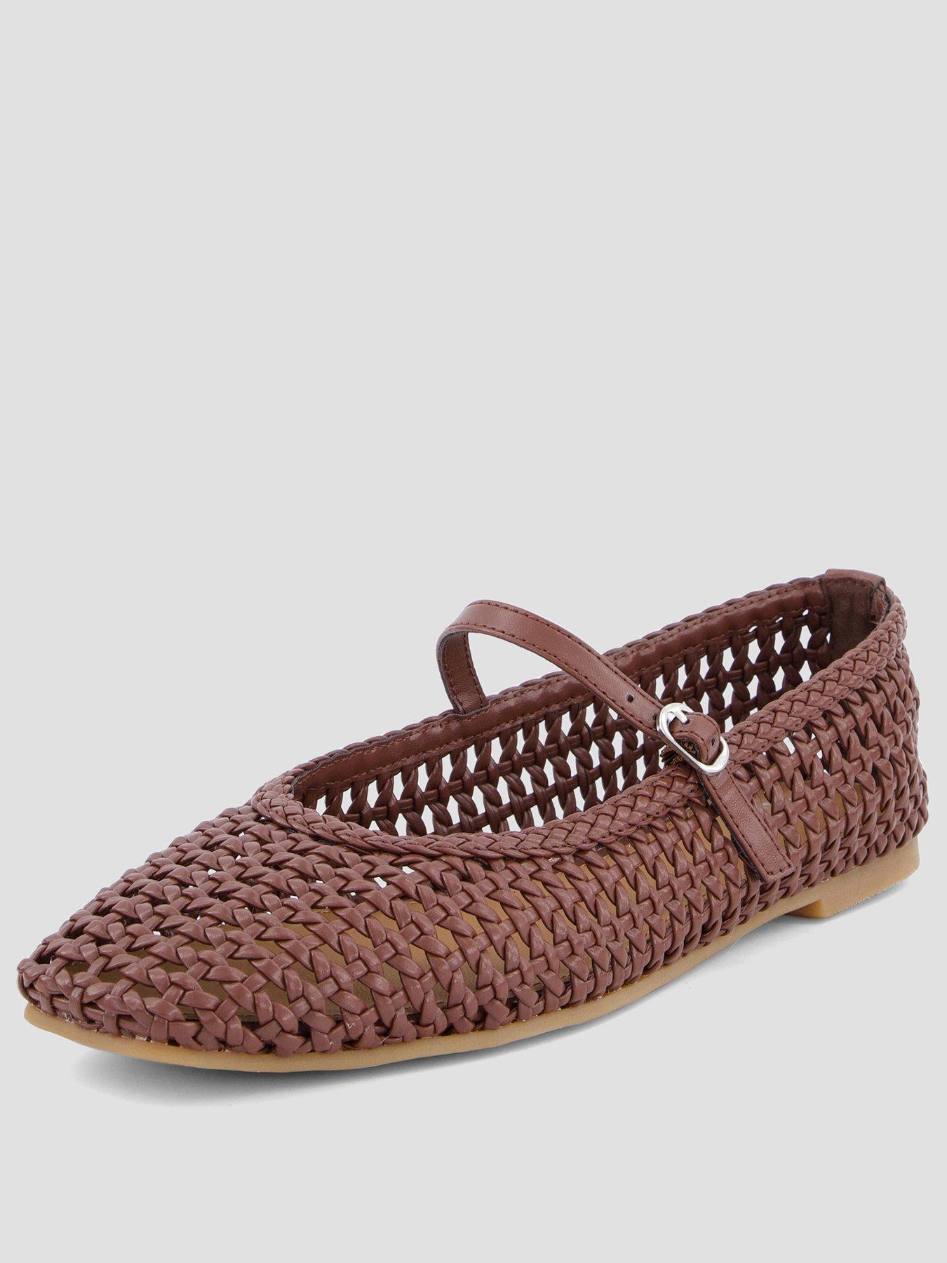  image of the-very-collection-square-toe-woven-ballet-flat-chocolate