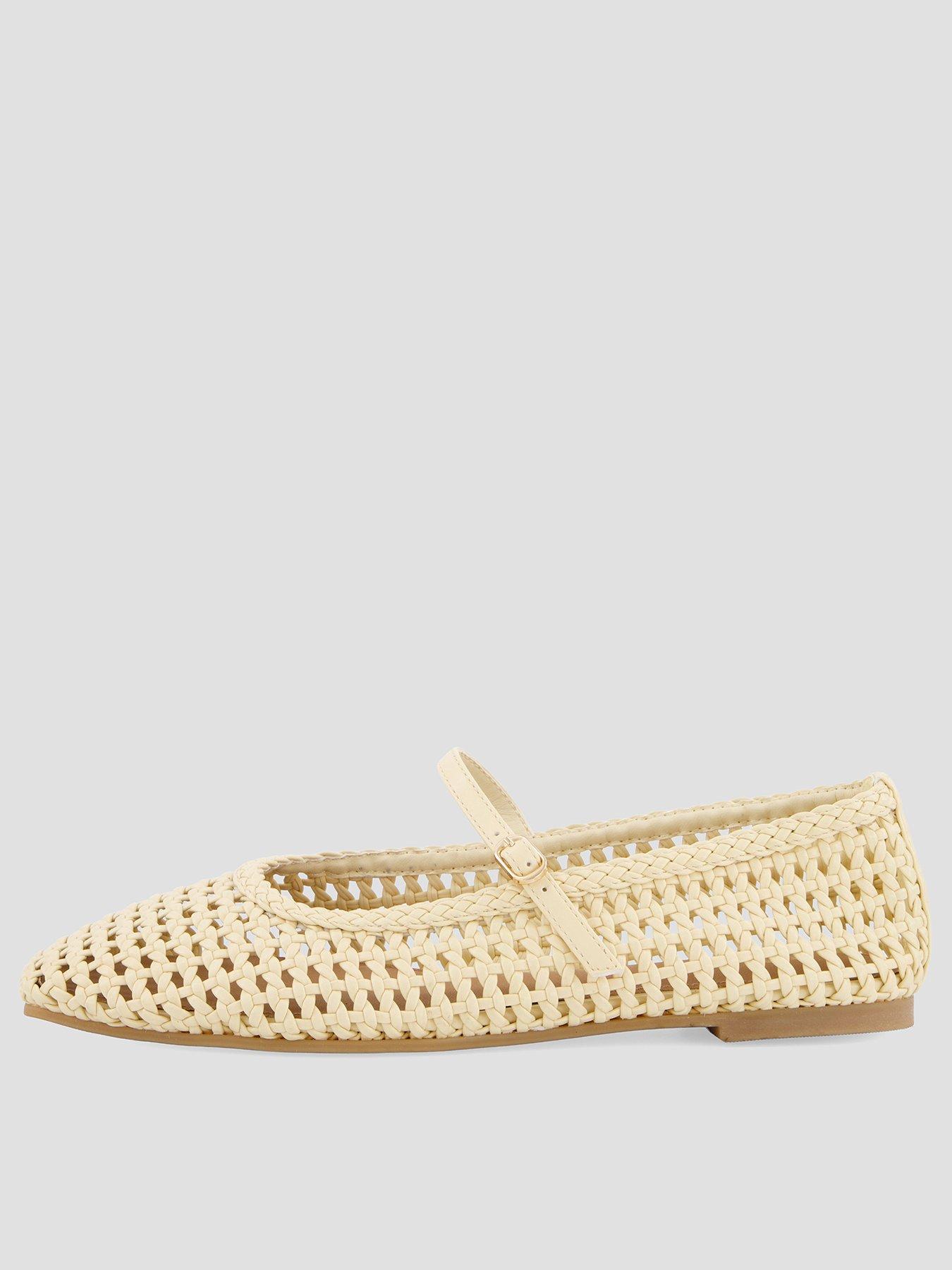 The Very Collection Square Toe Weave Ballet Flat - Butter Lemon