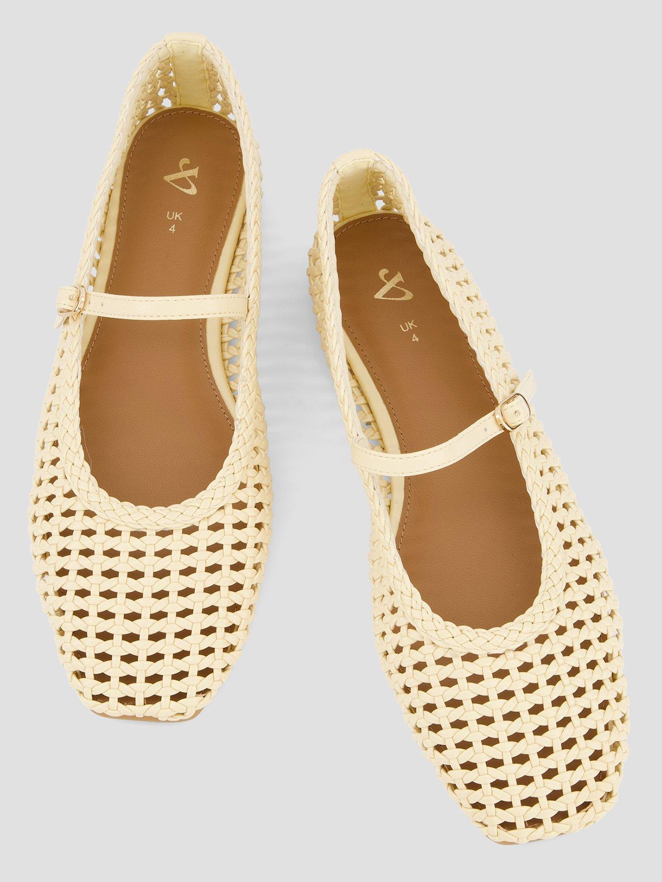 Image 3 of 7 of The Very Collection Square Toe Weave Ballet Flat - Cream