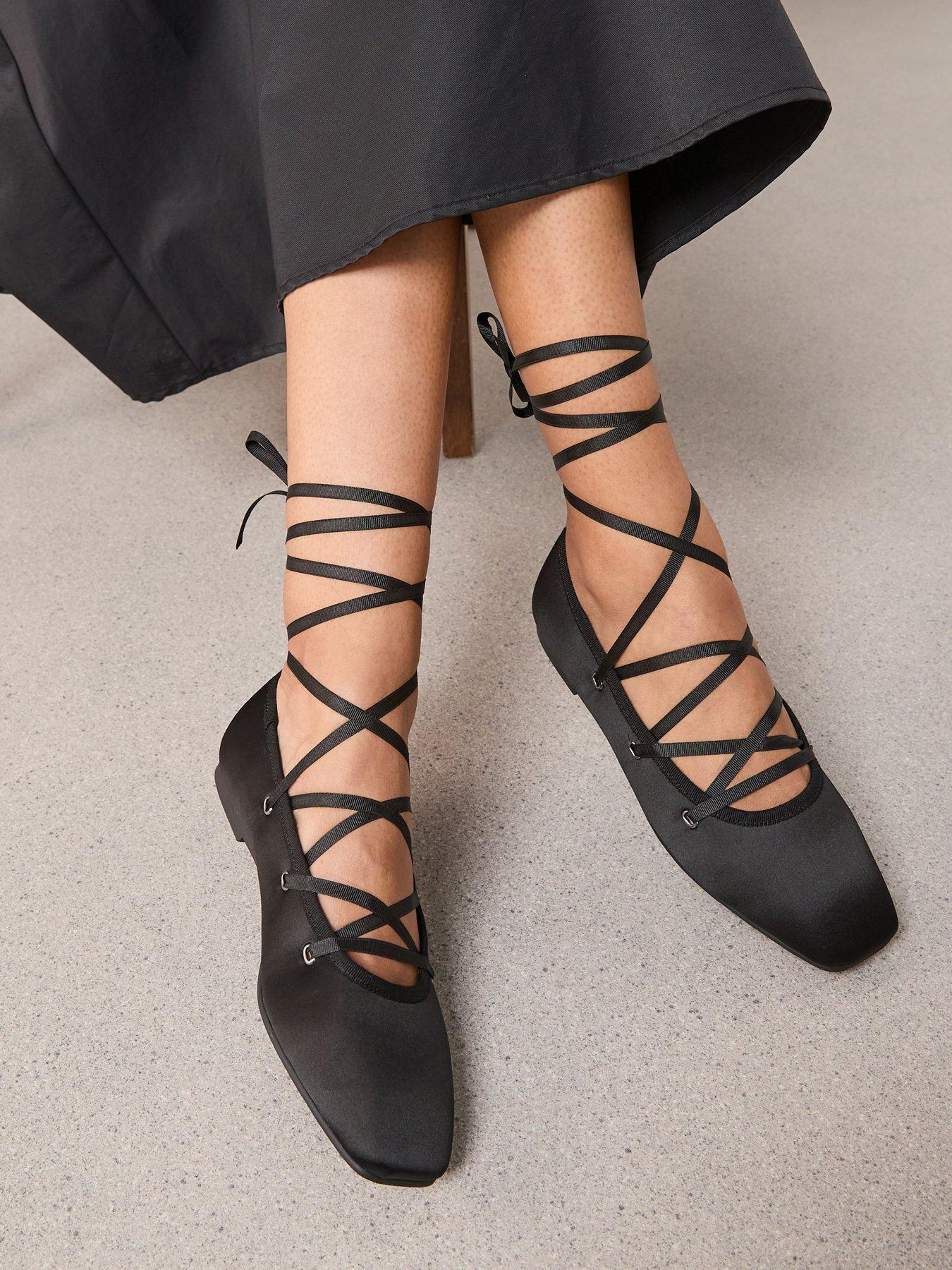 Image 1 of 8 of The Very Collection Ghillie Ballet Flat Shoe - Black